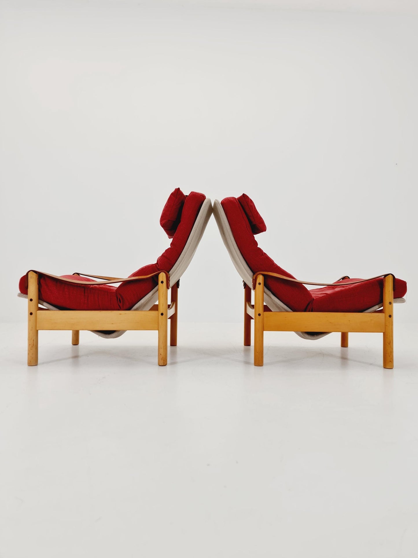 Mid-century vintage Safari Leather lounge chairs by Nili Stoppmobler denmark , 1970s Set of 2