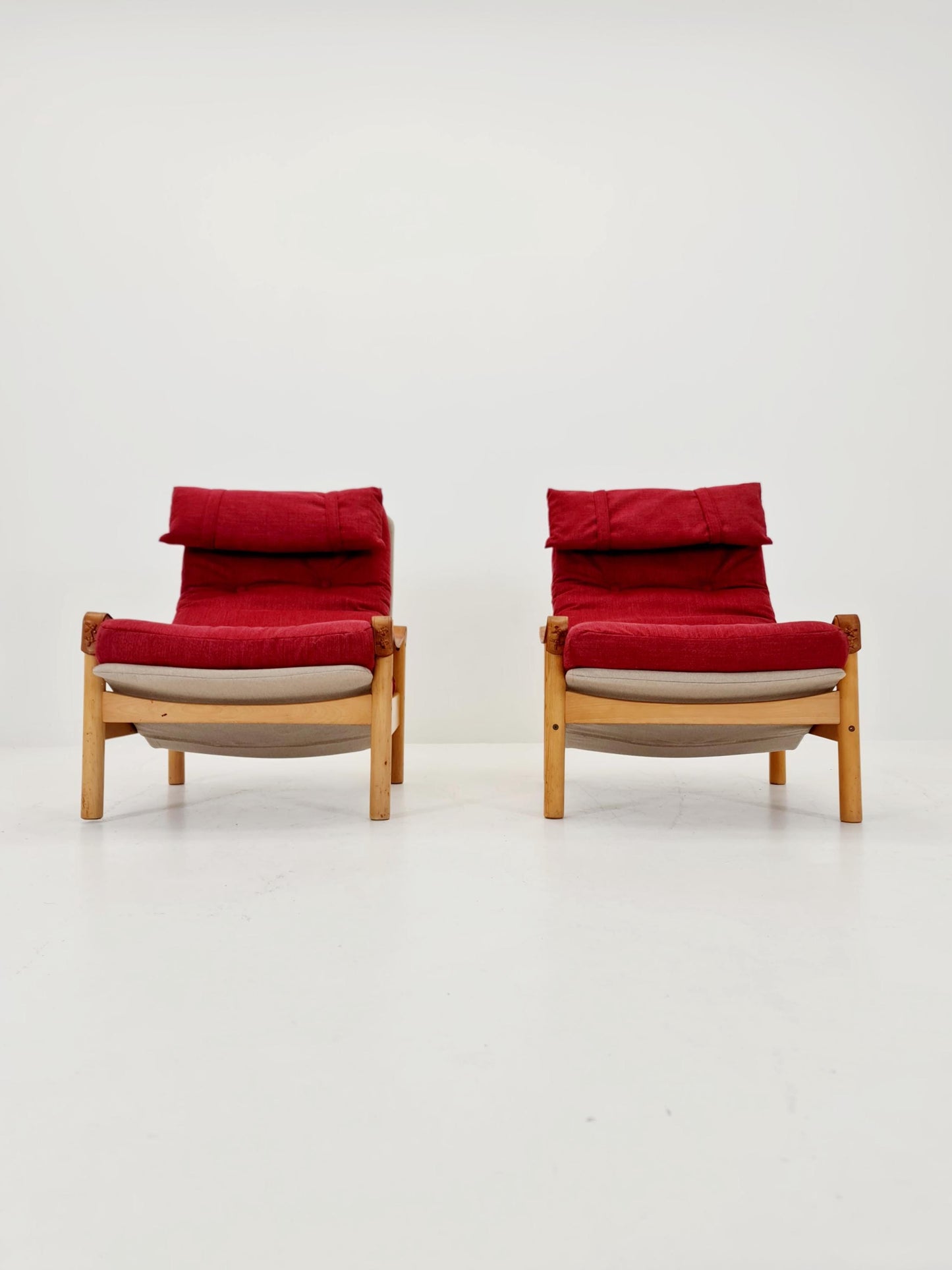 Mid-century vintage Safari Leather lounge chairs by Nili Stoppmobler denmark , 1970s Set of 2