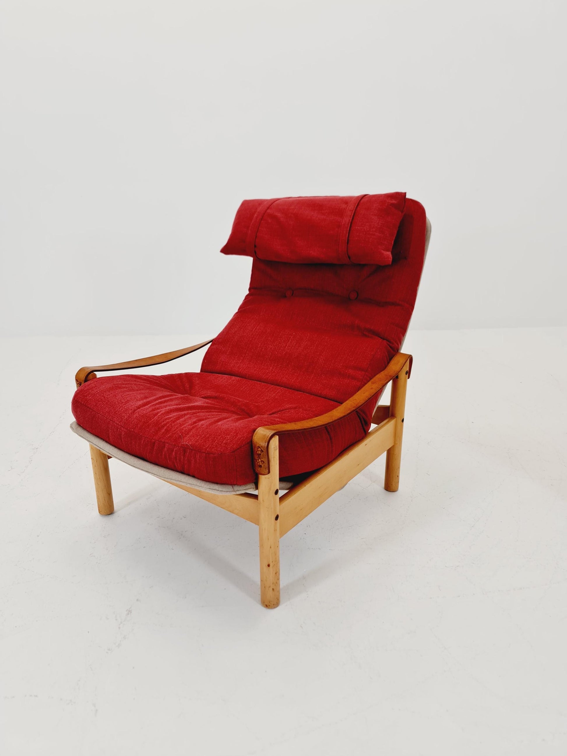 Mid-century vintage Safari Leather lounge chairs by Nili Stoppmobler denmark , 1970s Set of 2