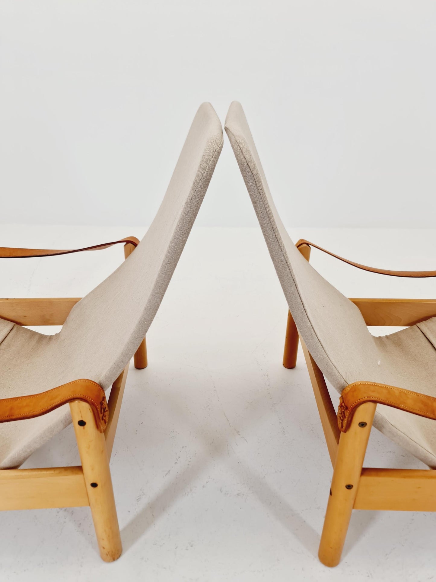 Mid-century vintage Safari Leather lounge chairs by Nili Stoppmobler denmark , 1970s Set of 2