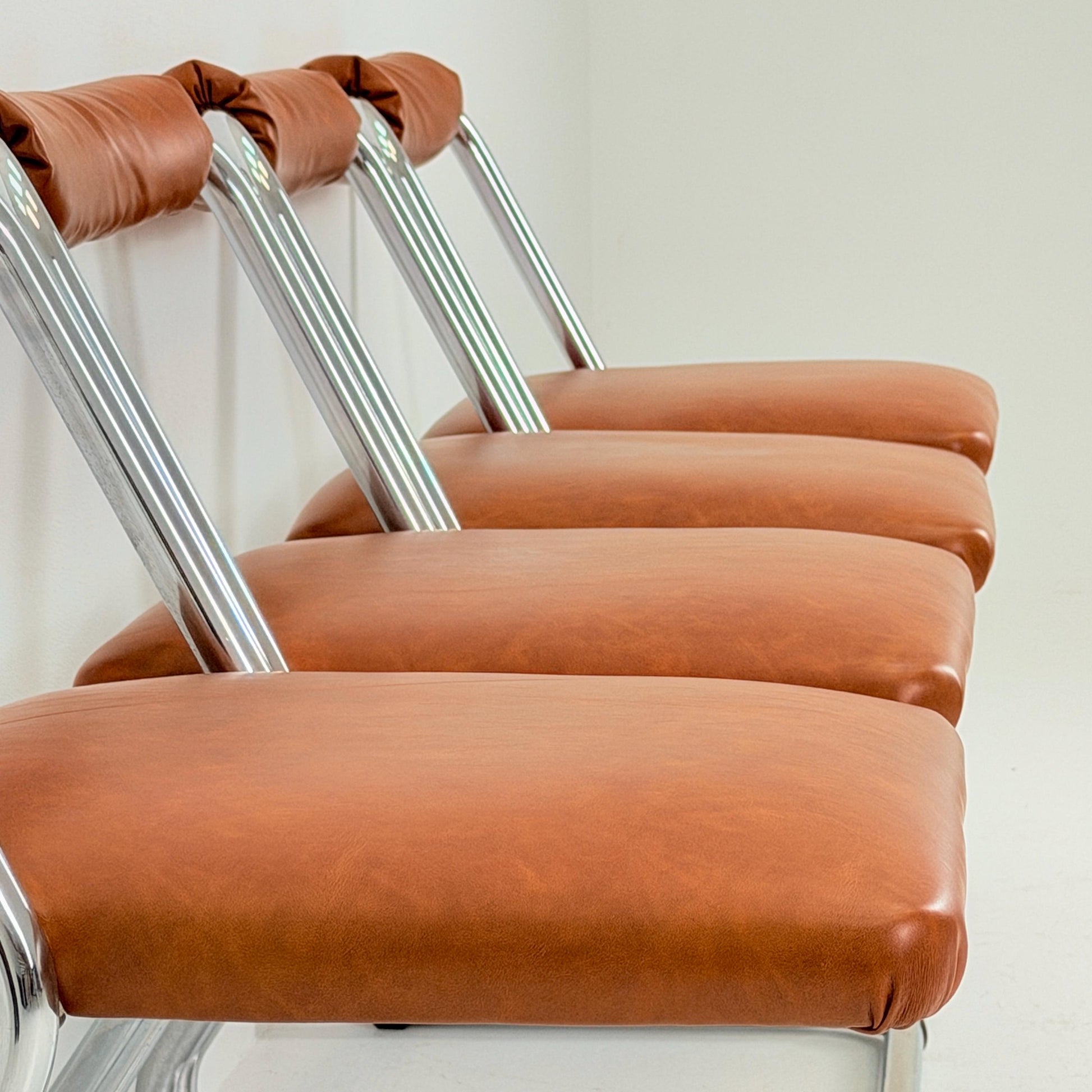 Rare Set of 4 Mid-Century Modern Italian Dining Chairs by Giotto Stoppino, 1980s