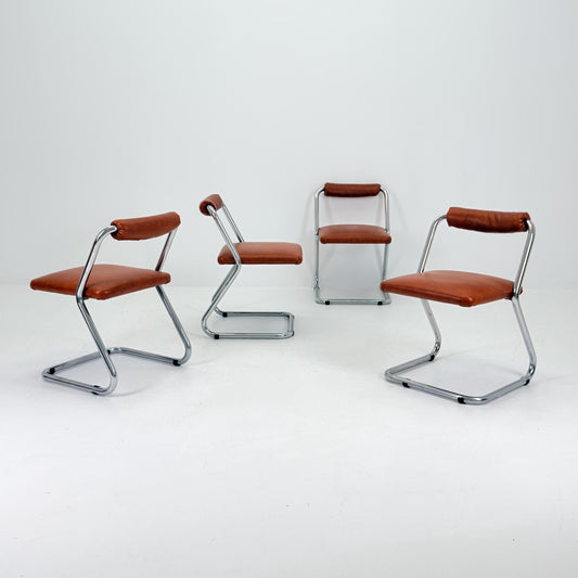 Rare Set of 4 Mid-Century Modern Italian Dining Chairs by Giotto Stoppino, 1980s