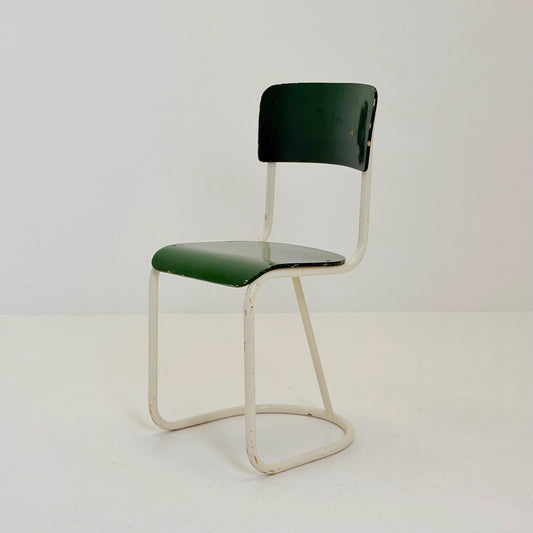 Rare Mid Century Bauhaus Chair attributed to Marcel Breuer & Mart Stam, Germany 1980s Green Tubular Metal - Plywood Modernist Chair