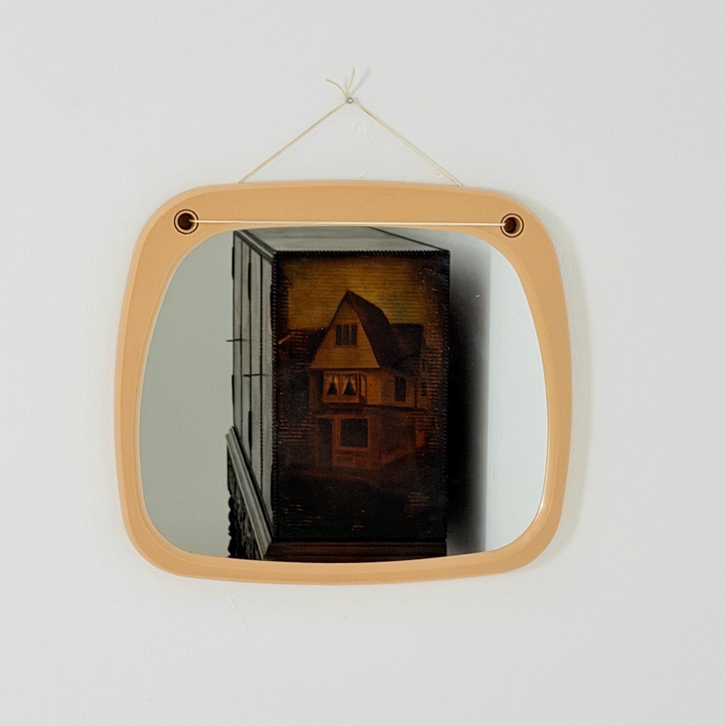 Mid century large Space age beige /white plastic wall mirror 1970s Germany