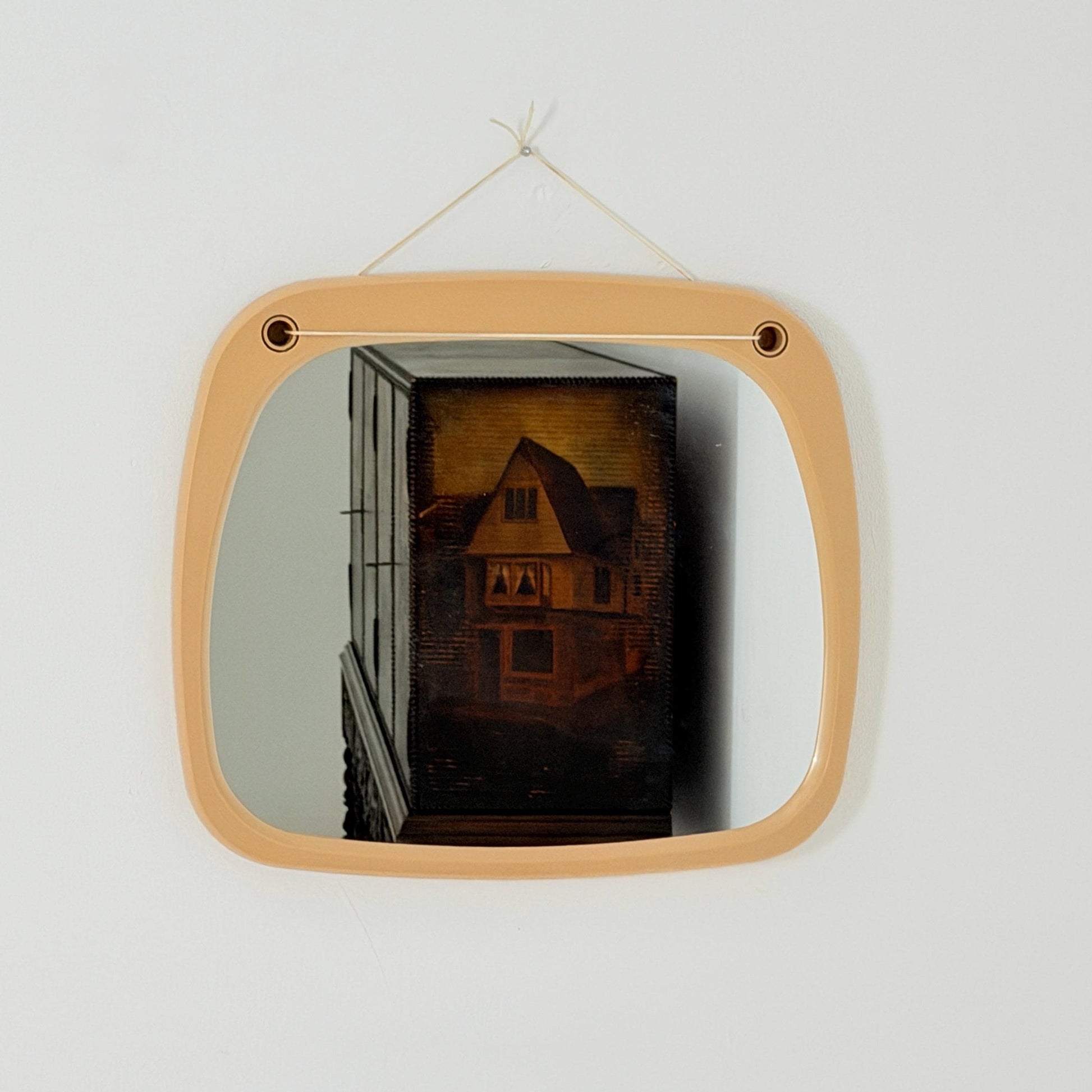 Mid century large Space age beige /white plastic wall mirror 1970s Germany