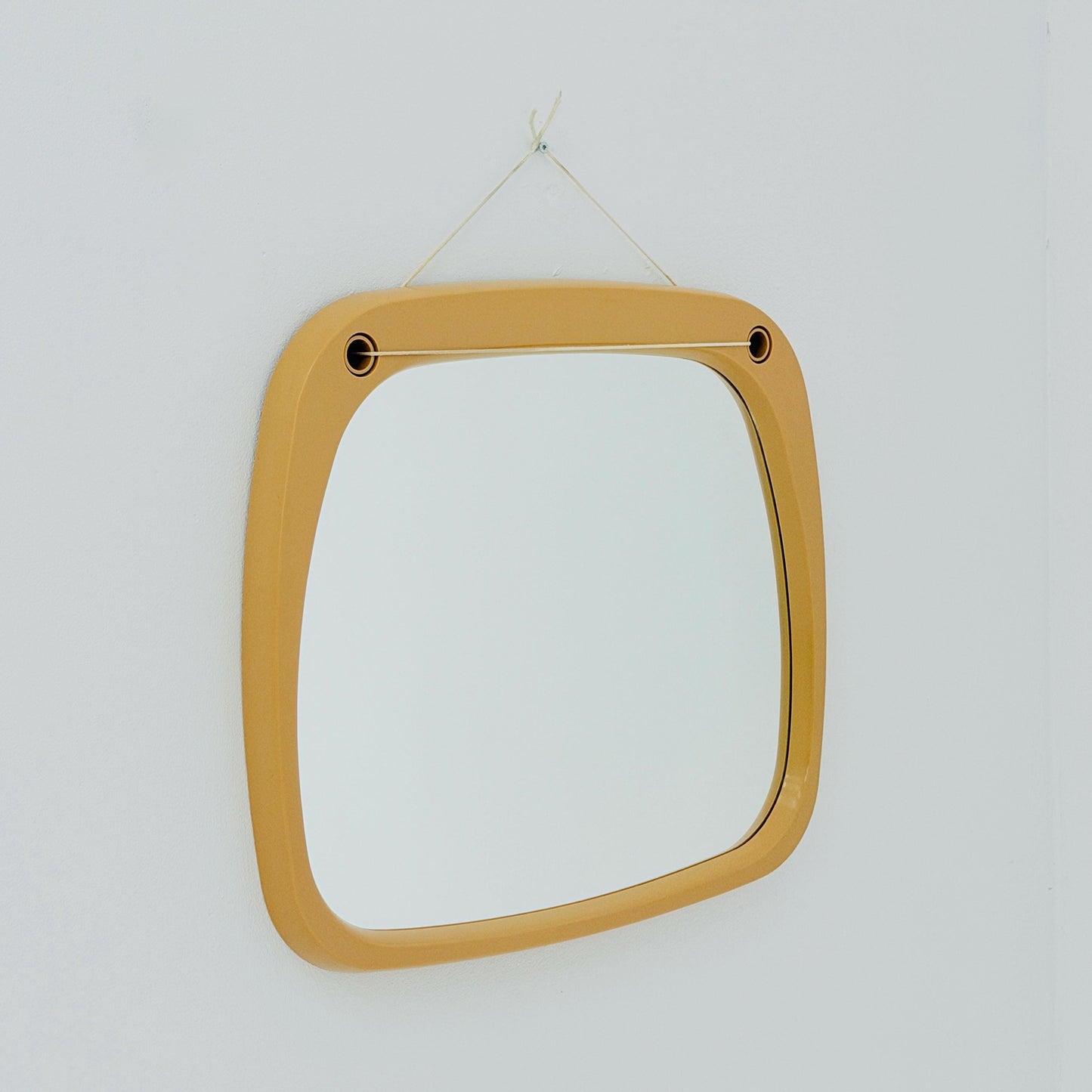 Mid century large Space age beige /white plastic wall mirror 1970s Germany