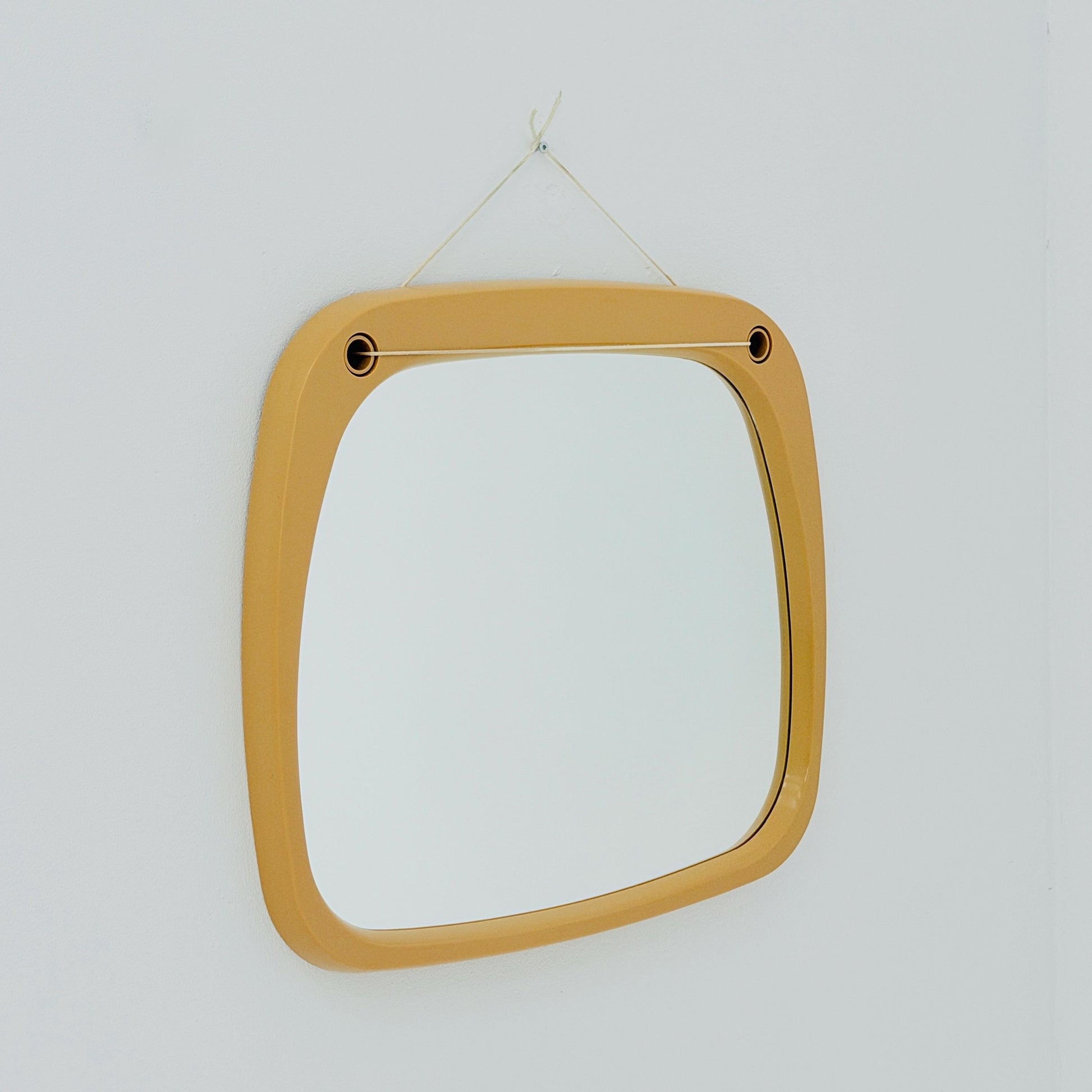 Mid century large Space age beige /white plastic wall mirror 1970s Germany