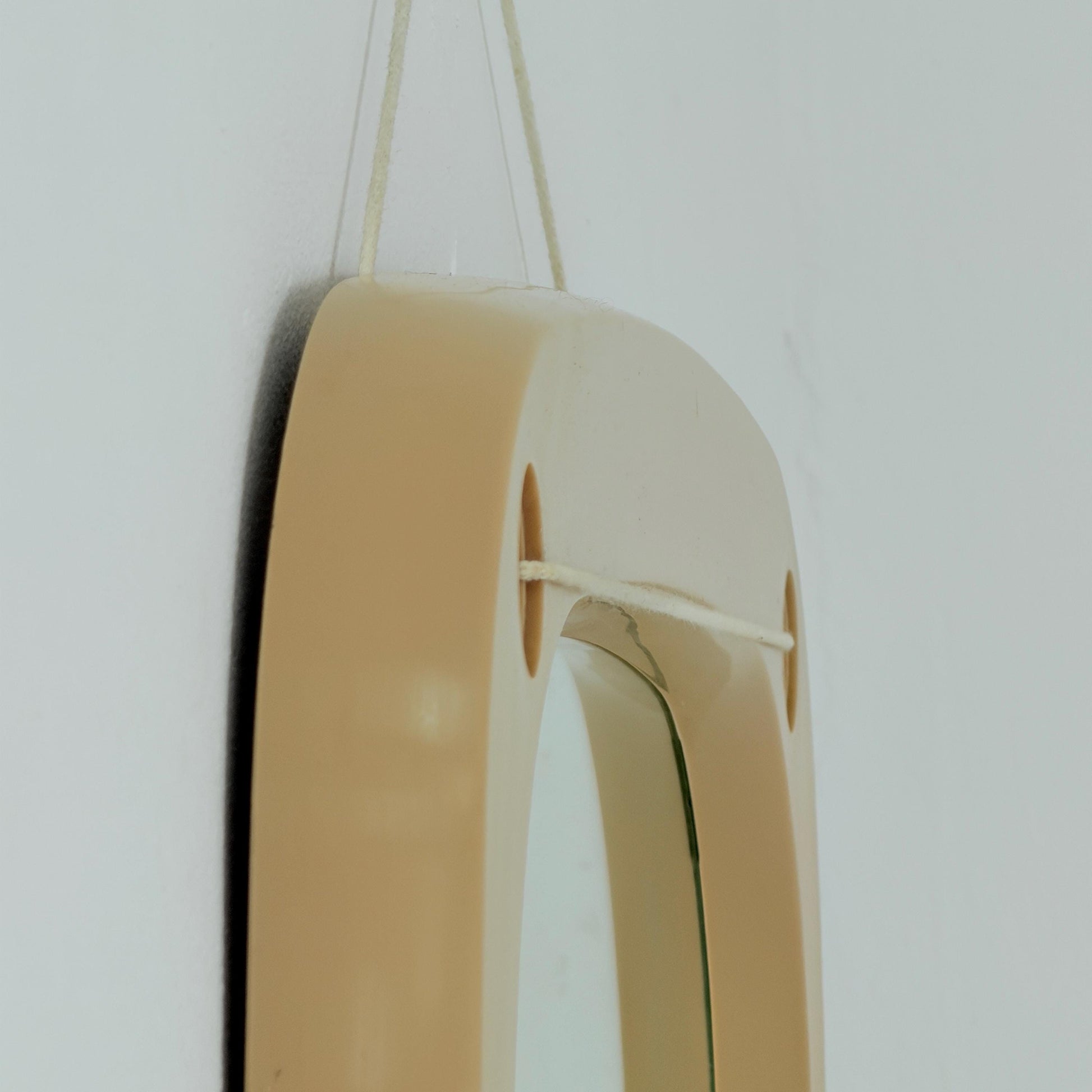 Mid century large Space age beige /white plastic wall mirror 1970s Germany