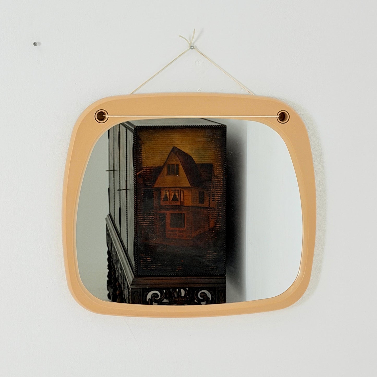 Mid century large Space age beige /white plastic wall mirror 1970s Germany