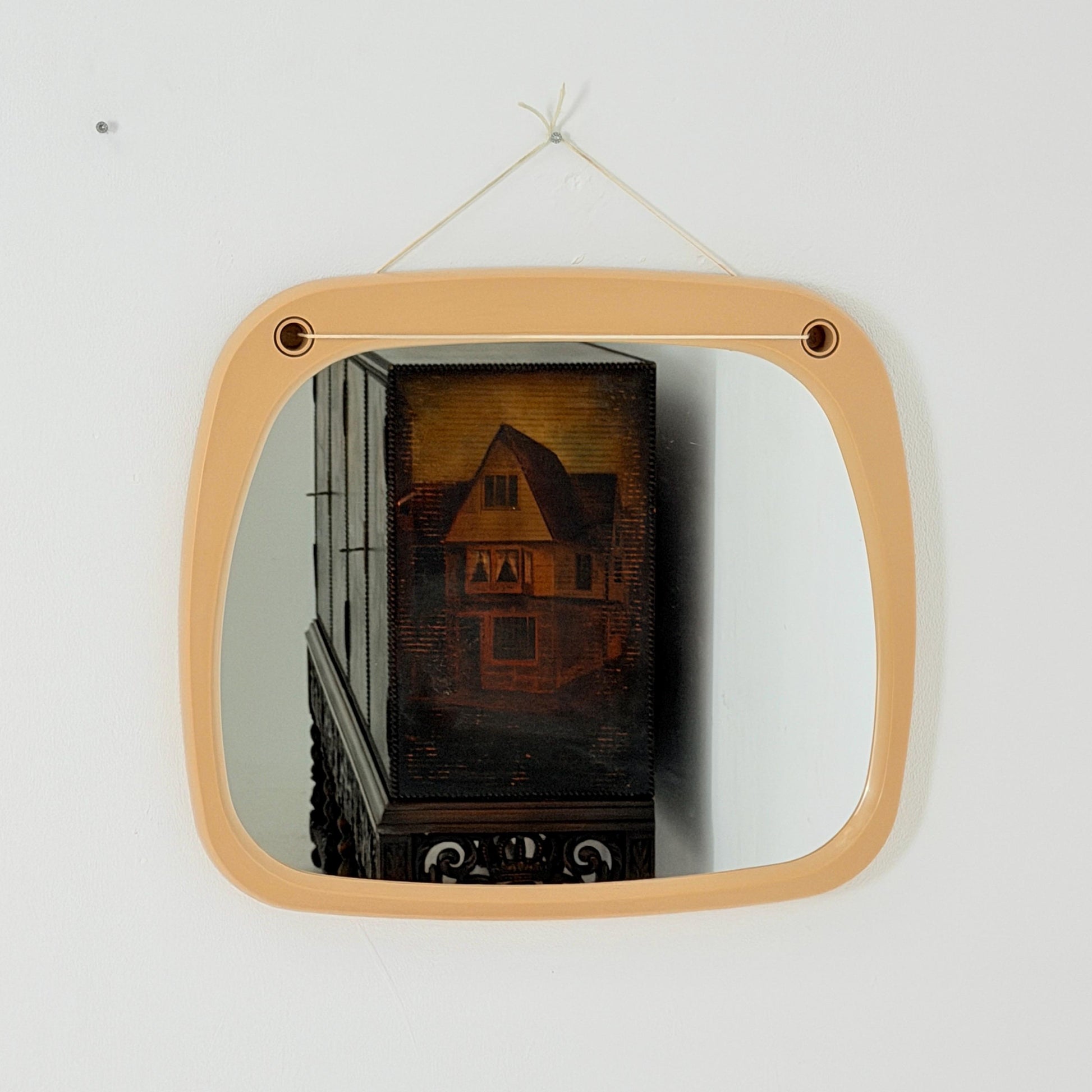 Mid century large Space age beige /white plastic wall mirror 1970s Germany