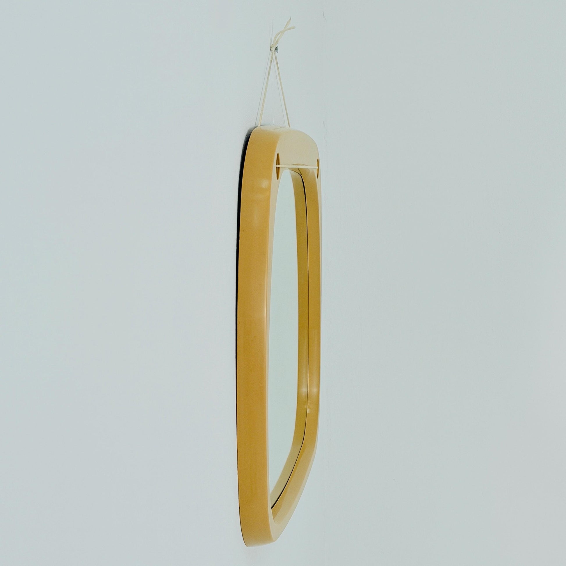 Mid century large Space age beige /white plastic wall mirror 1970s Germany