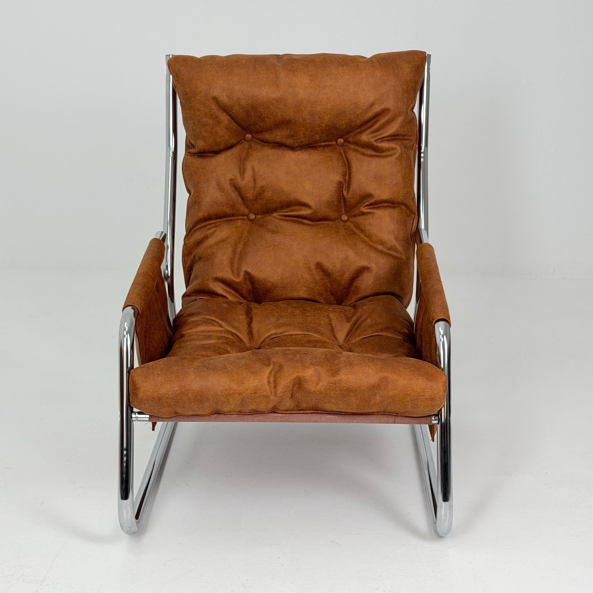 Mid century leather lounge chair By Gillis Lundgren Ikea Hoss Sweden 1970s