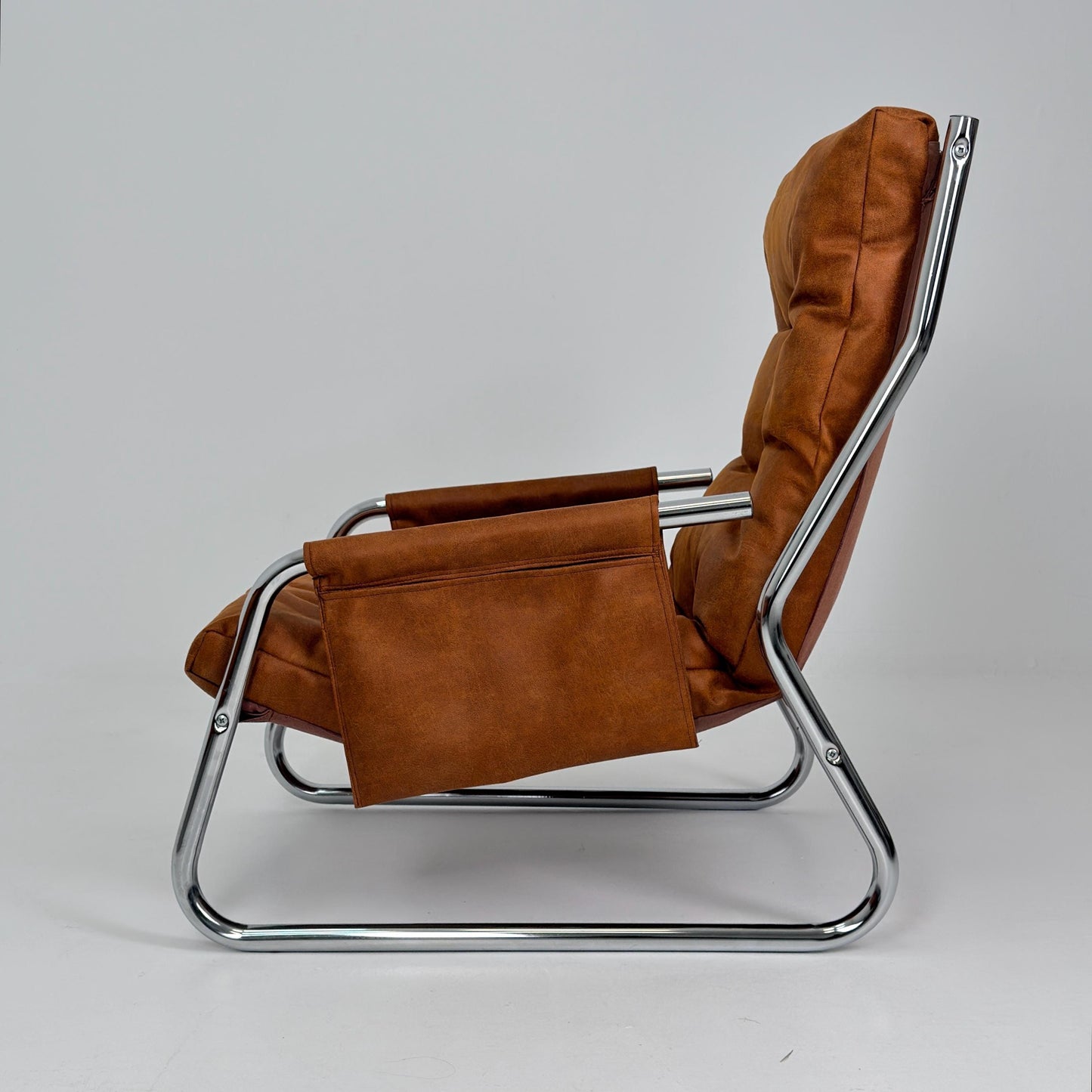Mid century leather lounge chair By Gillis Lundgren Ikea Hoss Sweden 1970s