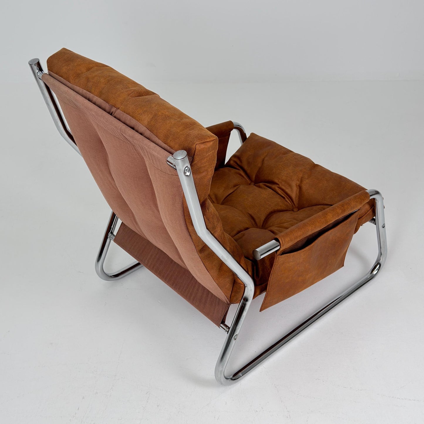 Mid century leather lounge chair By Gillis Lundgren Ikea Hoss Sweden 1970s