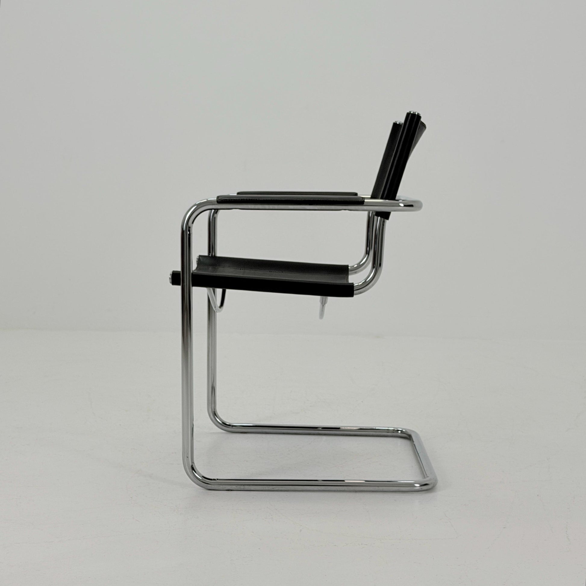 Mid-Century Bauhaus S34 black leather Armchair by Centro Studio Italy, 1980s