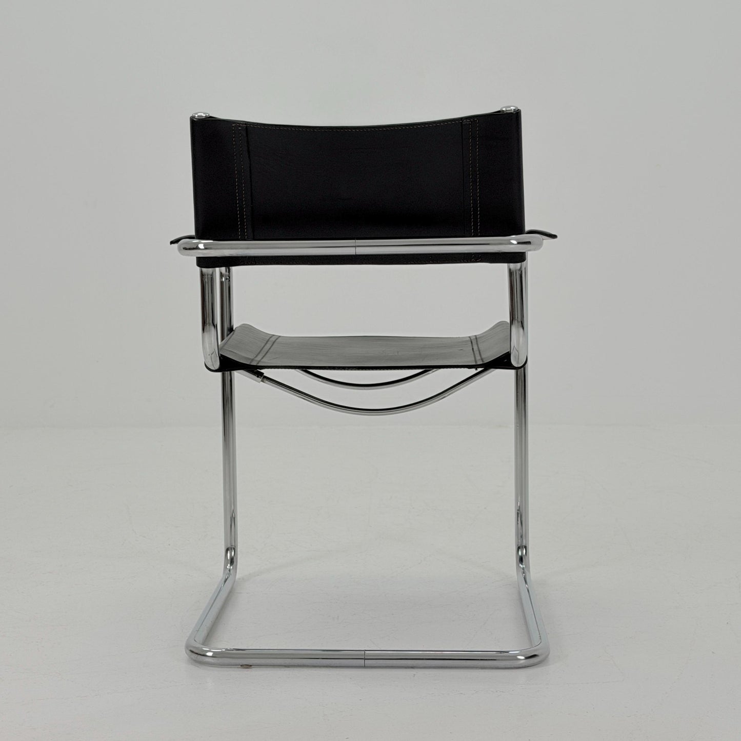 Mid-Century Bauhaus S34 black leather Armchair by Centro Studio Italy, 1980s