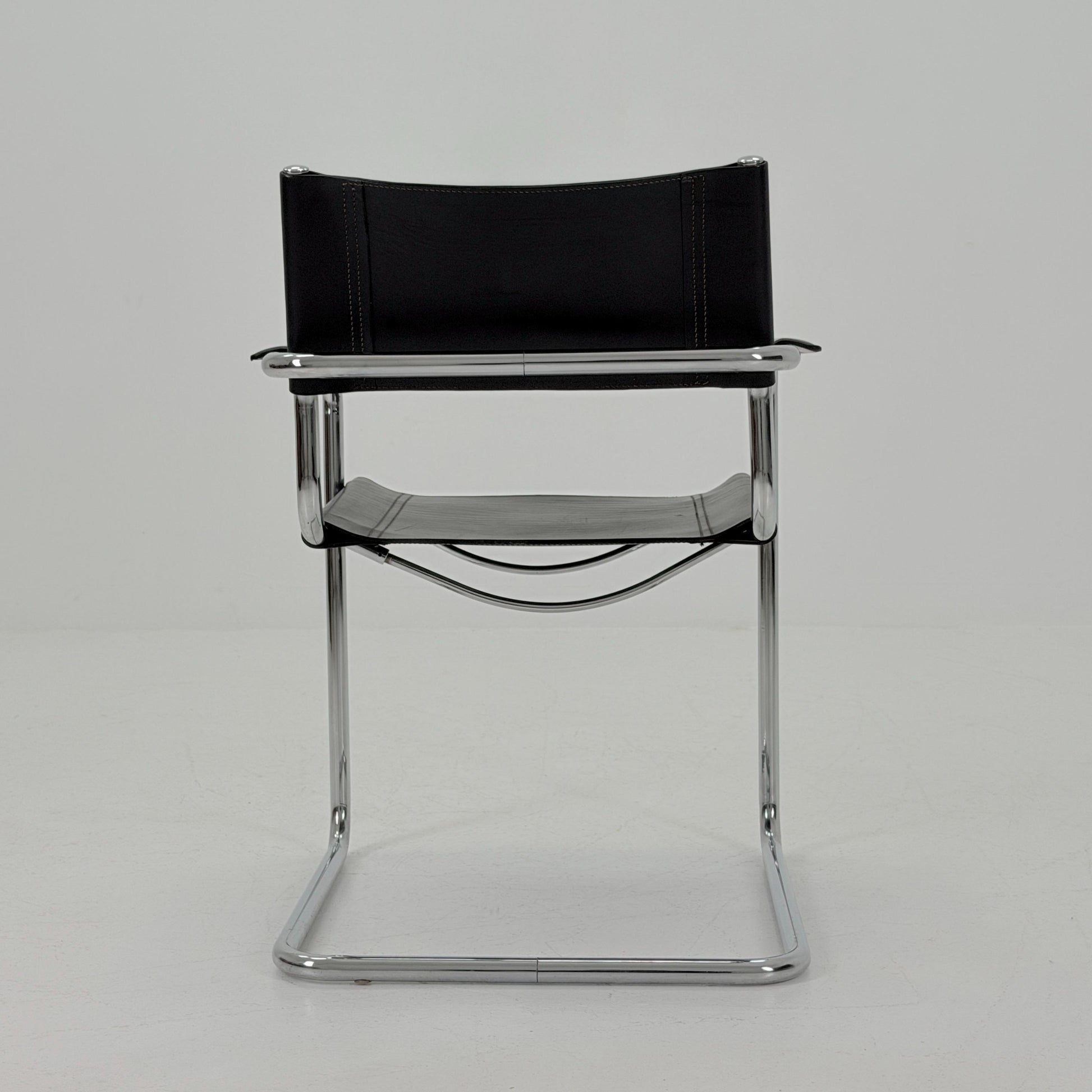 Mid-Century Bauhaus S34 black leather Armchair by Centro Studio Italy, 1980s