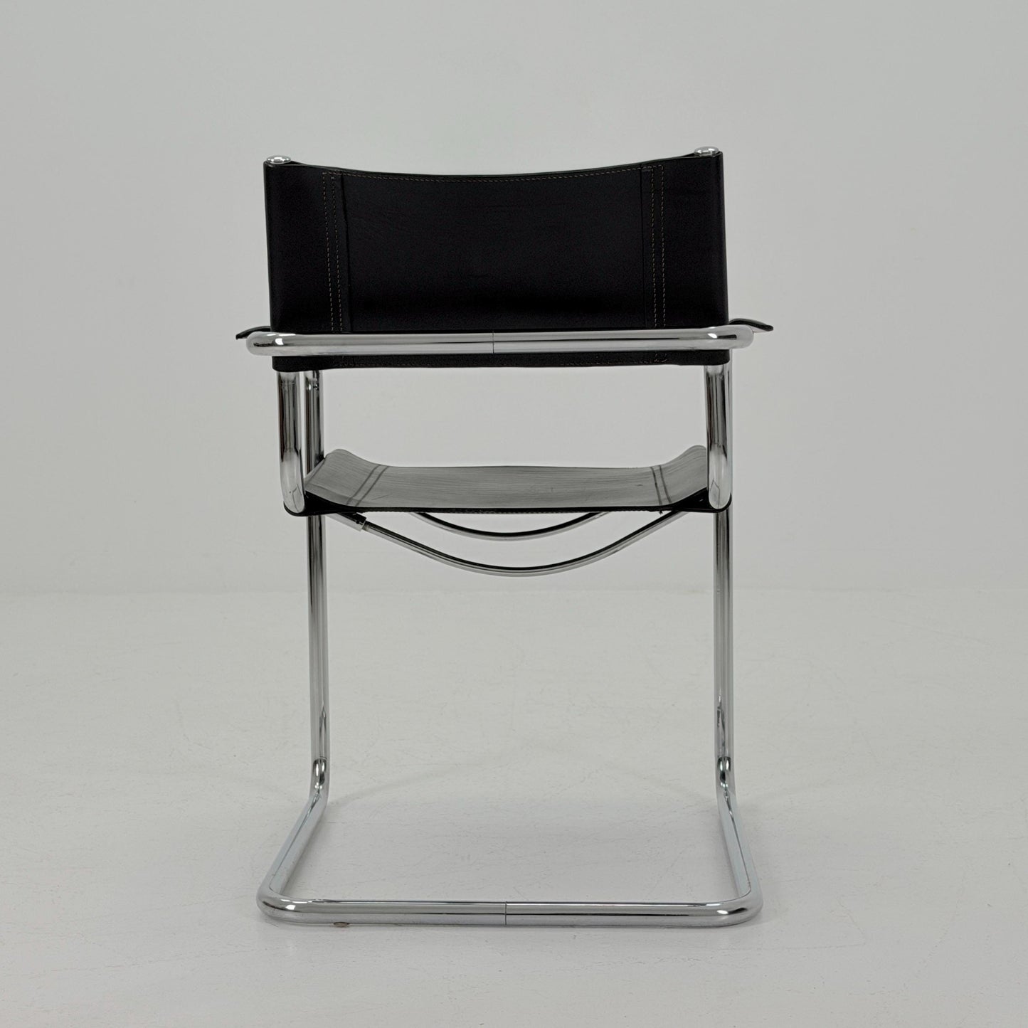 Mid-Century Bauhaus S34 black leather Armchair by Centro Studio Italy, 1980s