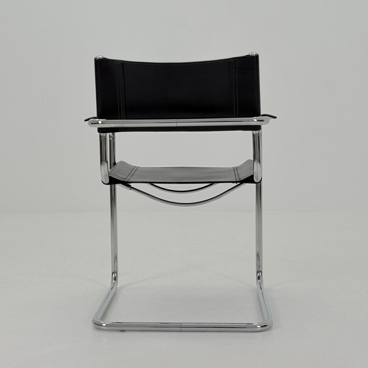 Mid-Century Bauhaus S34 black leather Armchair by Centro Studio Italy, 1980s