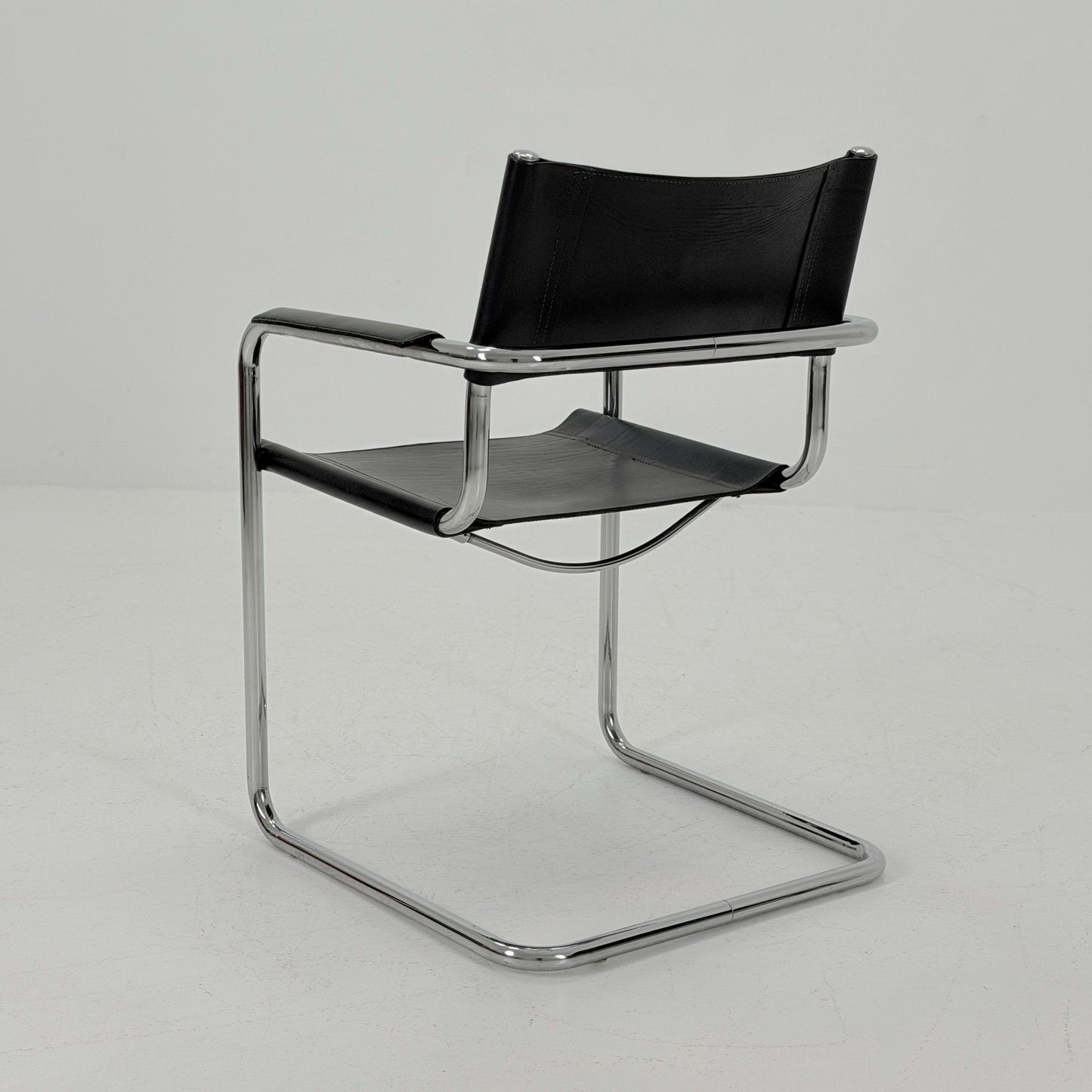 Mid-Century Bauhaus S34 black leather Armchair by Centro Studio Italy, 1980s
