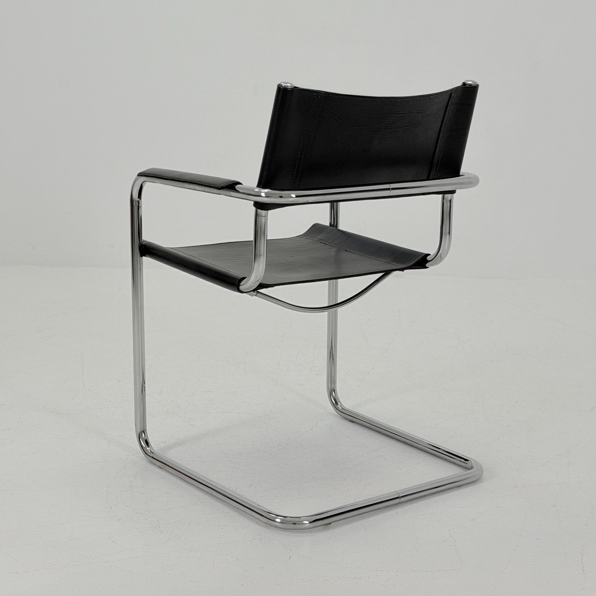 Mid-Century Bauhaus S34 black leather Armchair by Centro Studio Italy, 1980s