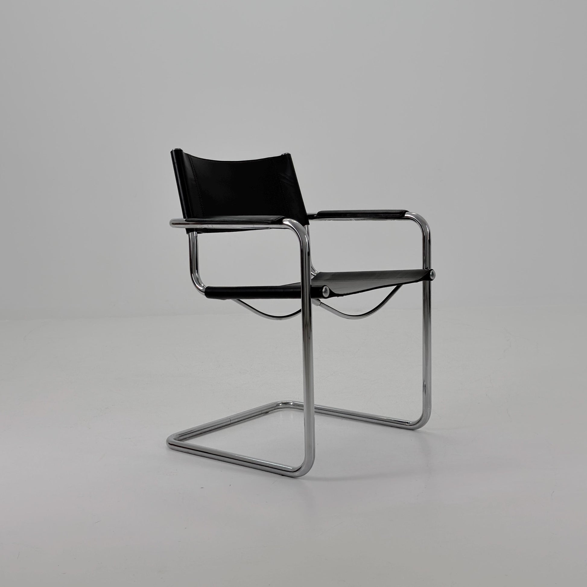 Mid-Century Bauhaus S34 black leather Armchair by Centro Studio Italy, 1980s