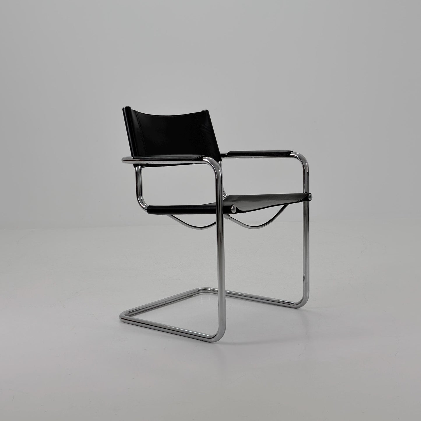 Mid-Century Bauhaus S34 black leather Armchair by Centro Studio Italy, 1980s