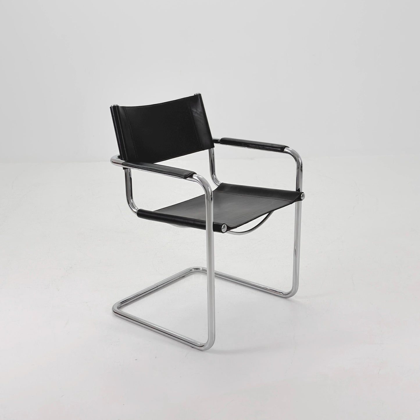 Mid-Century Bauhaus S34 black leather Armchair by Centro Studio Italy, 1980s