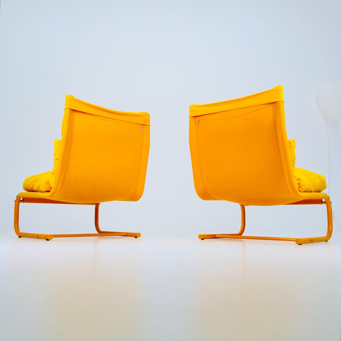 1 of 2 Space age yellow Stuns lounge chairs by Jan Dranger & Johan Huldt for Innovator Sweden 1970s