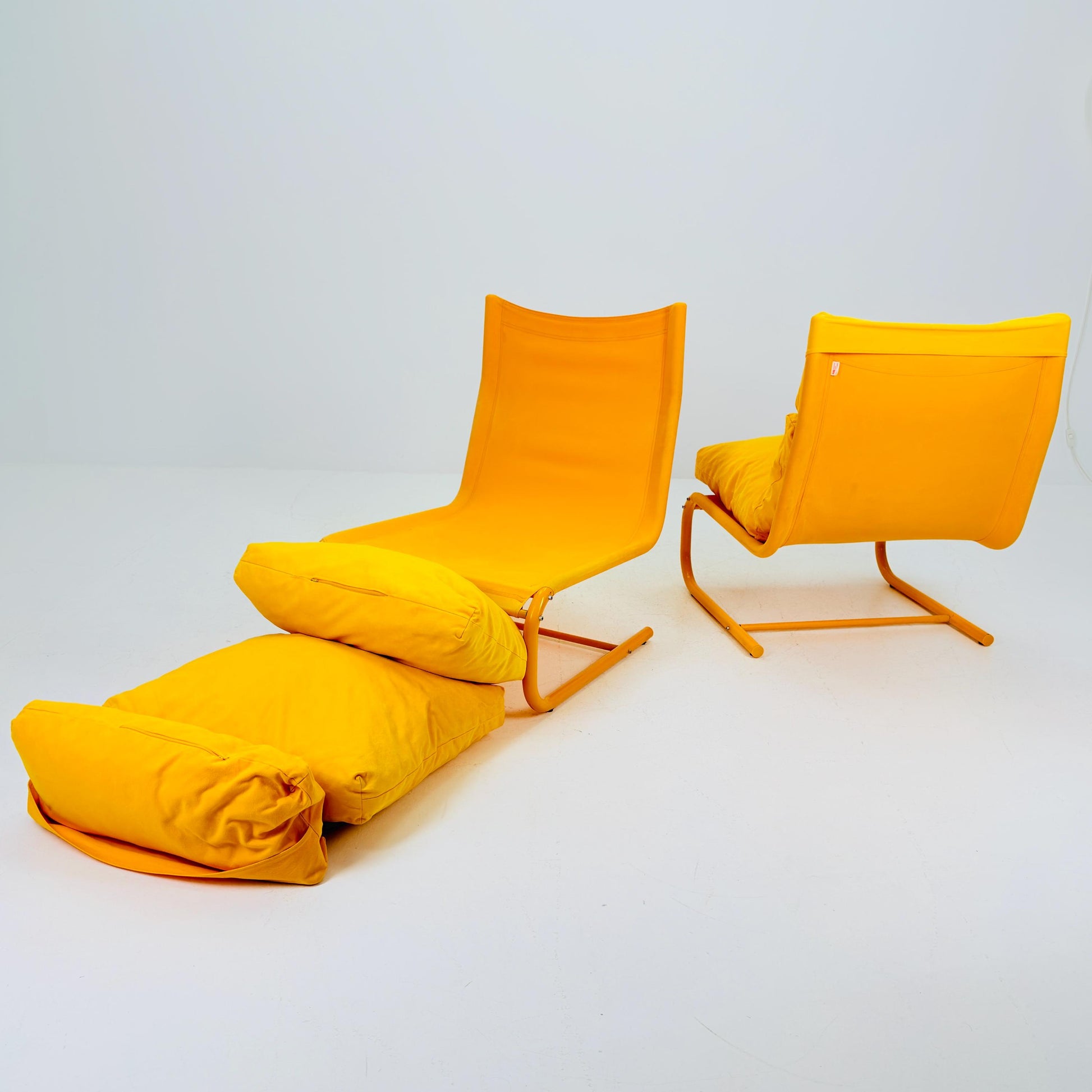 1 of 2 Space age yellow Stuns lounge chairs by Jan Dranger & Johan Huldt for Innovator Sweden 1970s