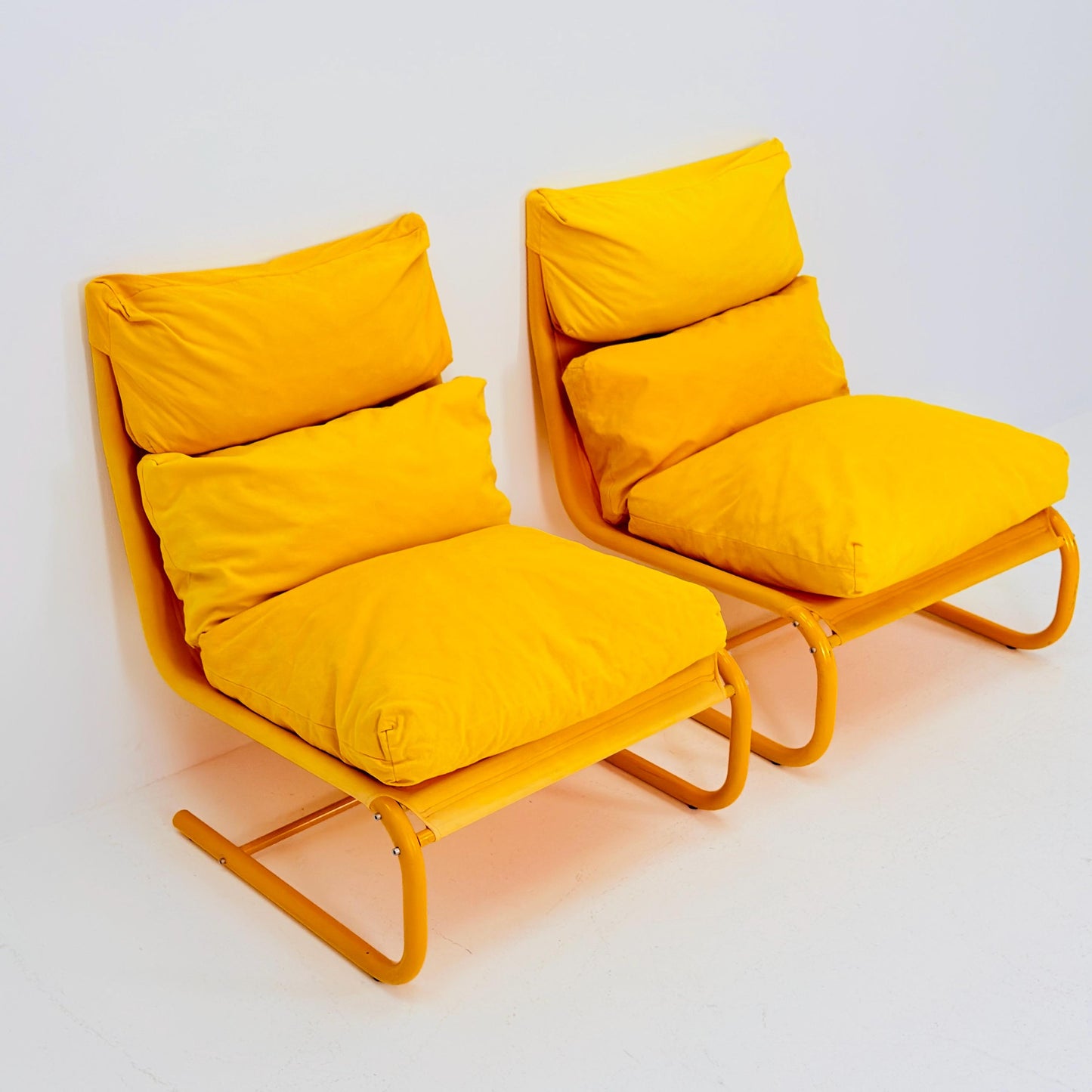 1 of 2 Space age yellow Stuns lounge chairs by Jan Dranger & Johan Huldt for Innovator Sweden 1970s