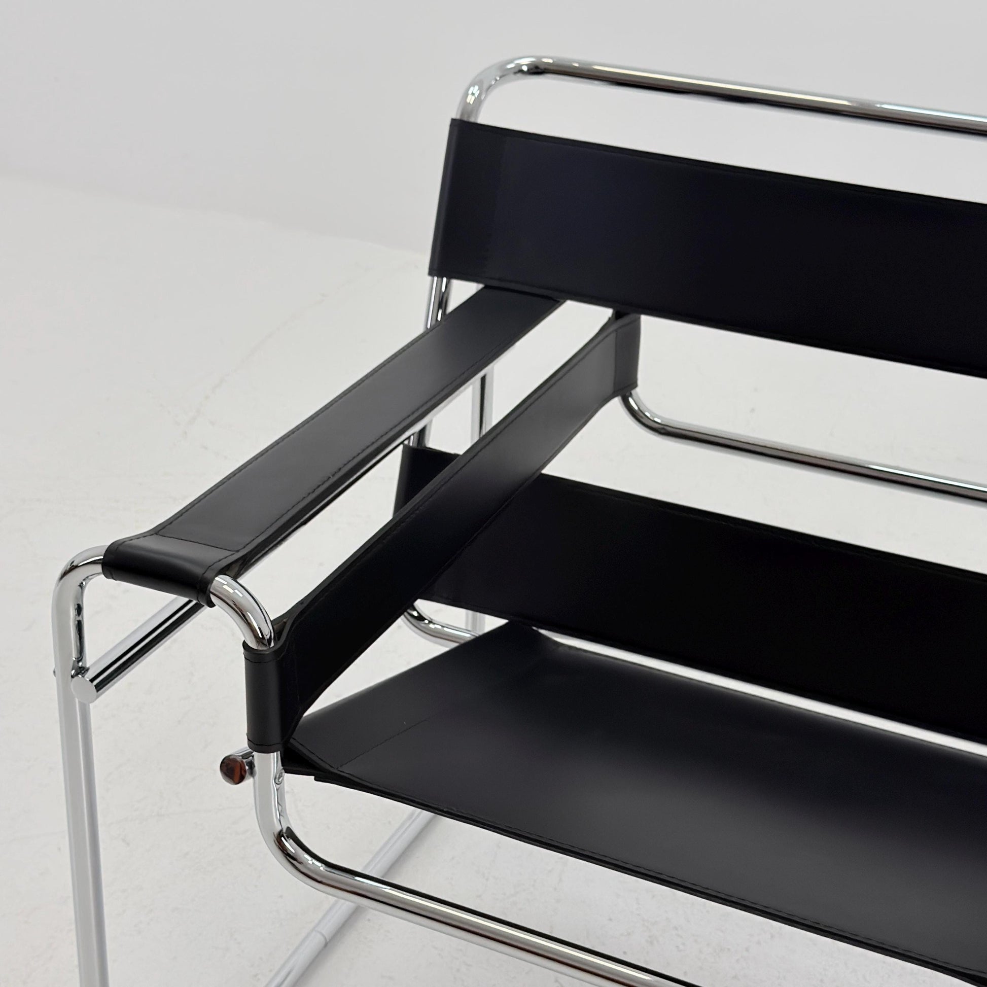 Mid century black B3 WASSILY Bauhaus Lounge armchair by Marcel Brauer 1980s Italy