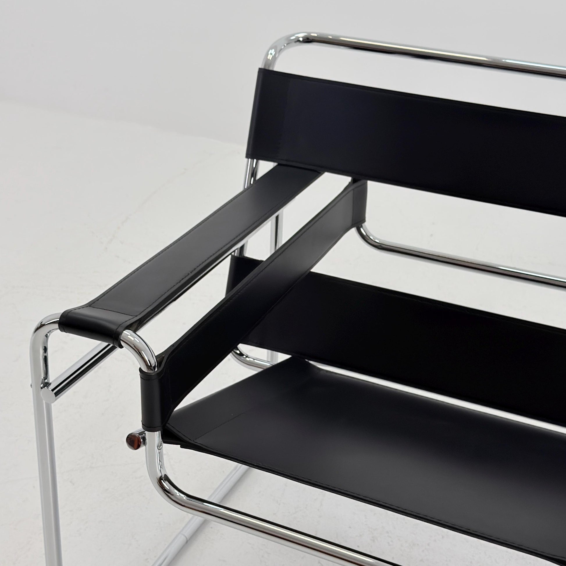 Mid century black B3 WASSILY Bauhaus Lounge armchair by Marcel Brauer 1980s Italy