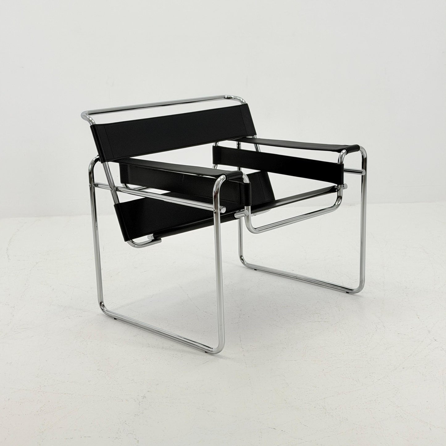 Mid century black B3 WASSILY Bauhaus Lounge armchair by Marcel Brauer 1980s Italy