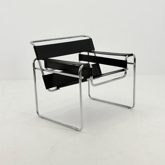 Mid century black B3 WASSILY Bauhaus Lounge armchair by Marcel Brauer 1980s Italy