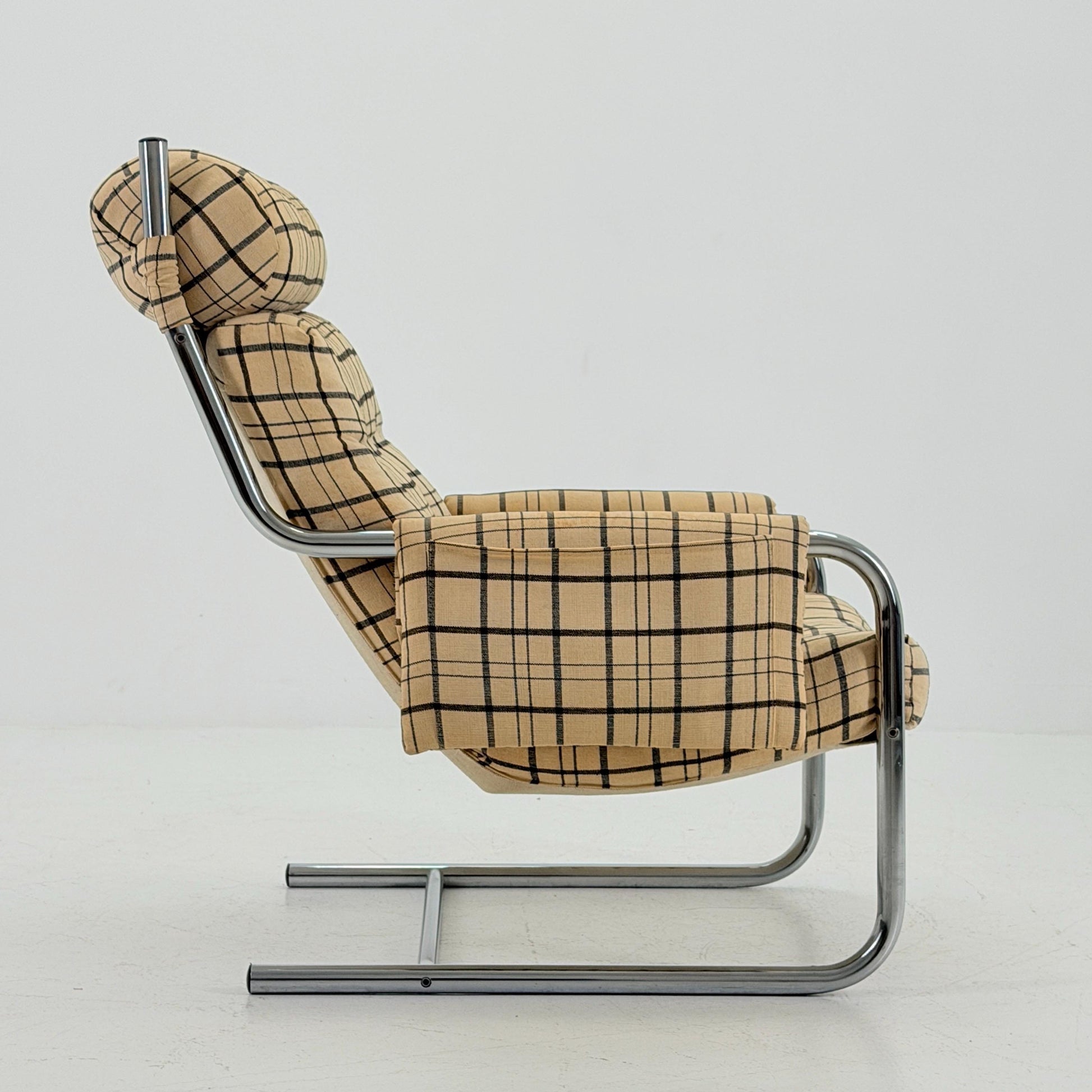 Mid century century Bauhaus tubular canvas armchair with pockets for Tomas Jelinek by IKEA 1980s