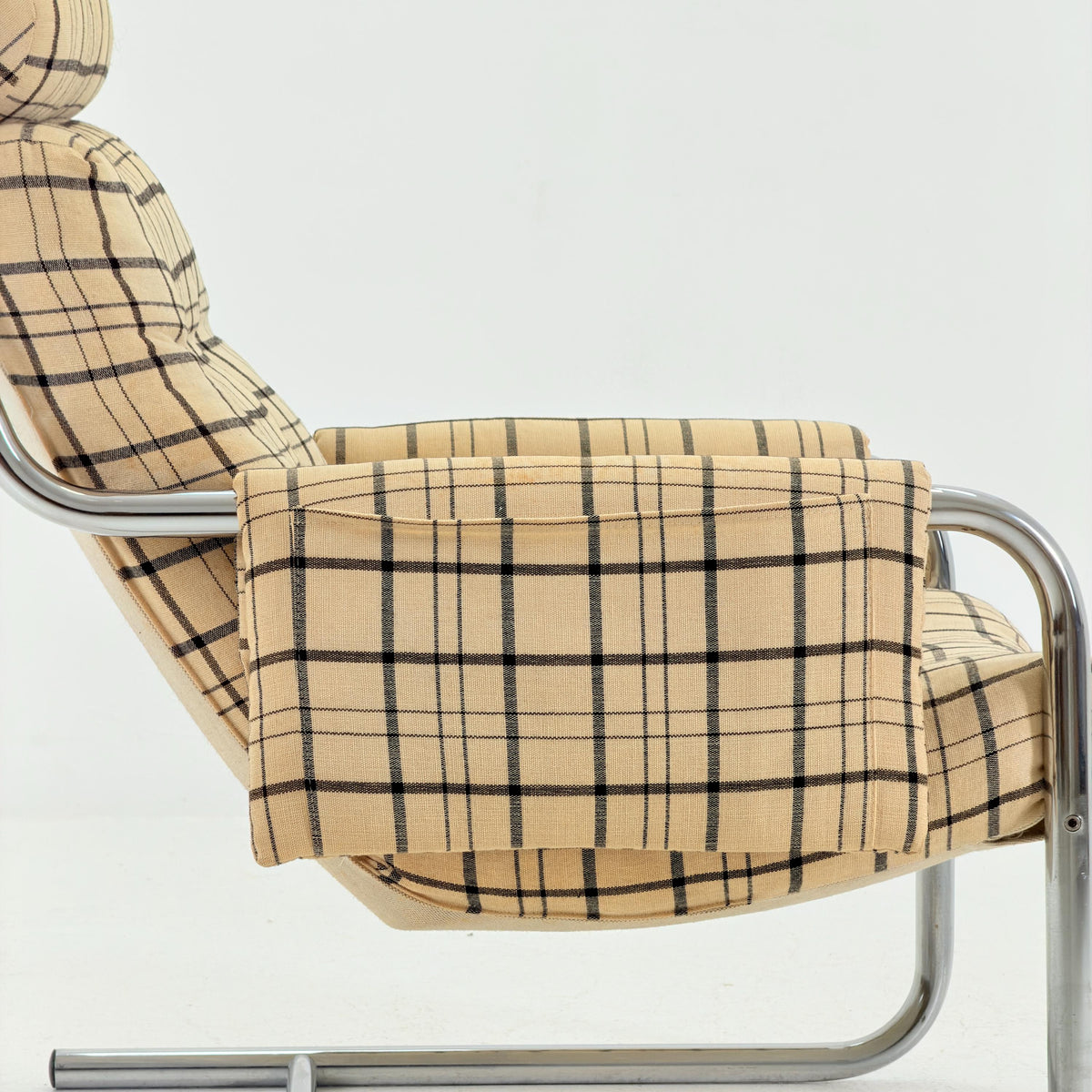Mid century century Bauhaus tubular canvas armchair with pockets for Tomas Jelinek by IKEA 1980s