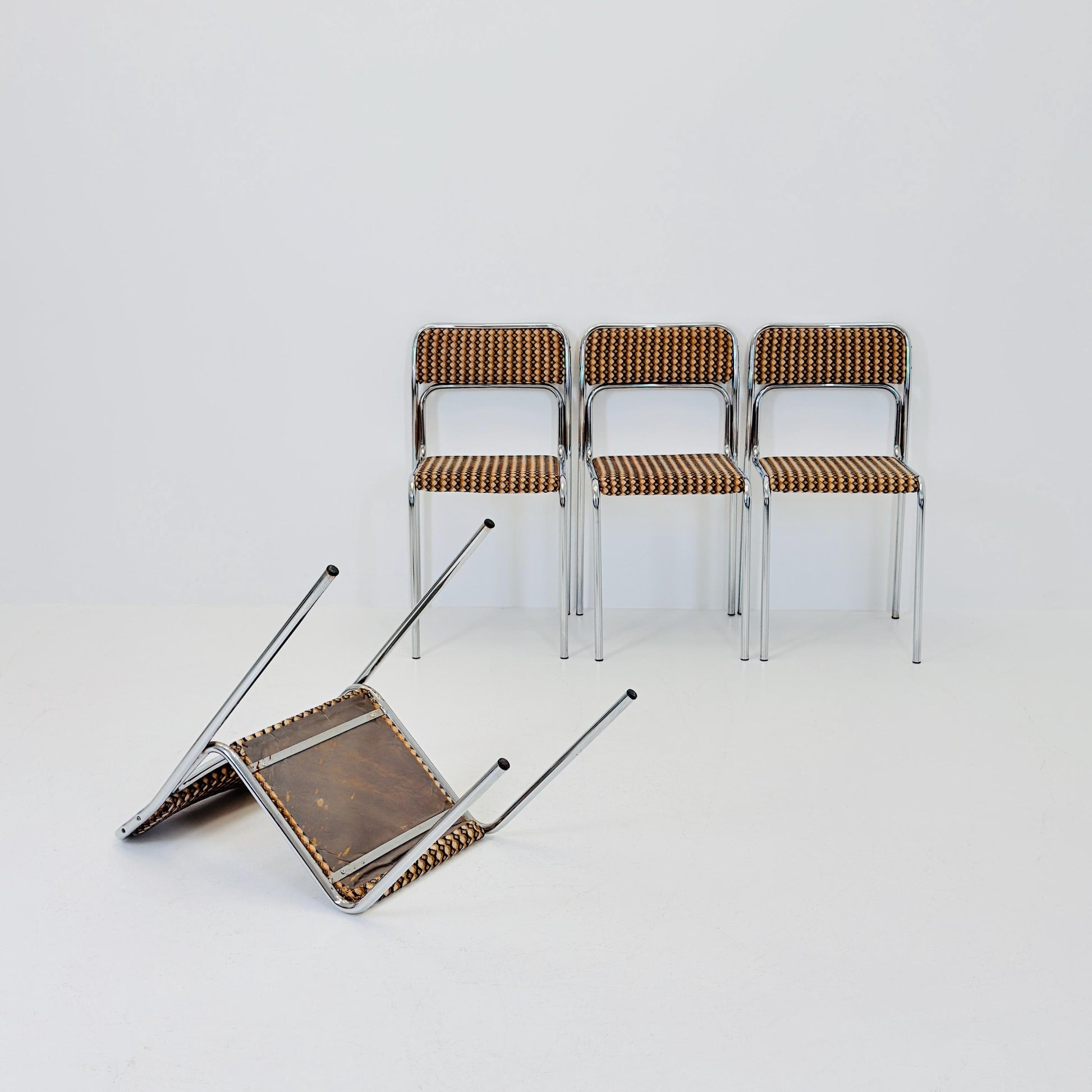 set of 4 mid century Bauhaus dining chairs by 1980s Germany