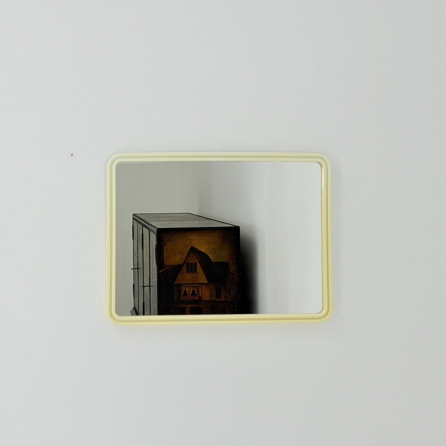 Mid century large Space age beige /white plastic wall mirror 1970s Germany