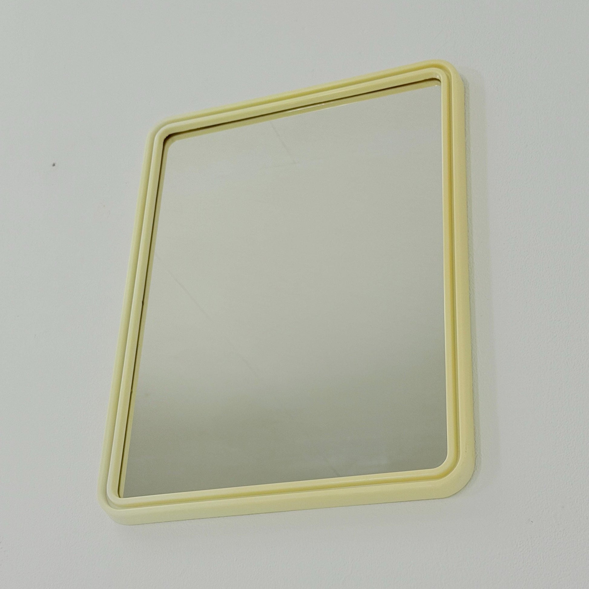 Mid century large Space age beige /white plastic wall mirror 1970s Germany