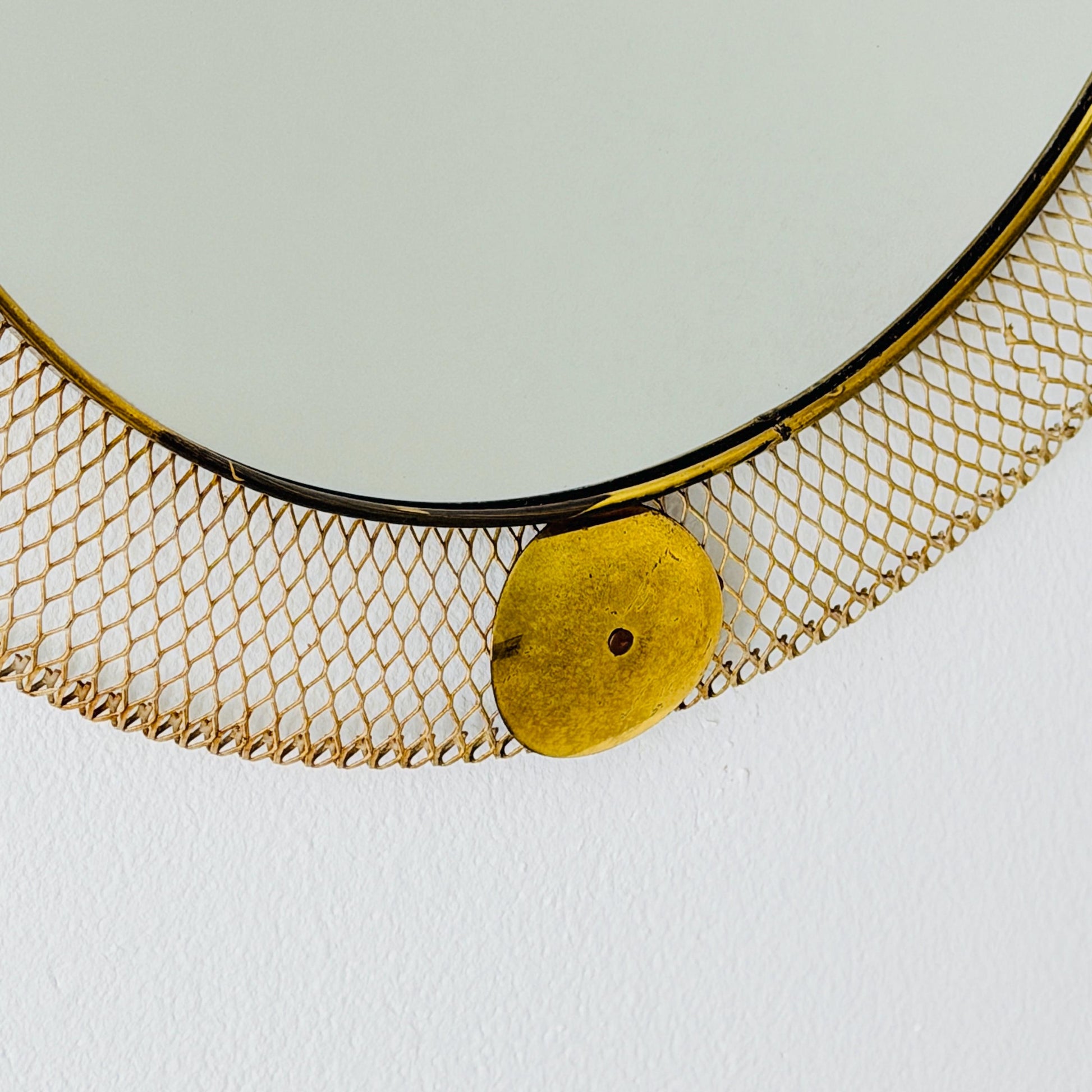 Mid Century Italian Round Metal & Brass Mirror by Stilnovo, 1960s Italy