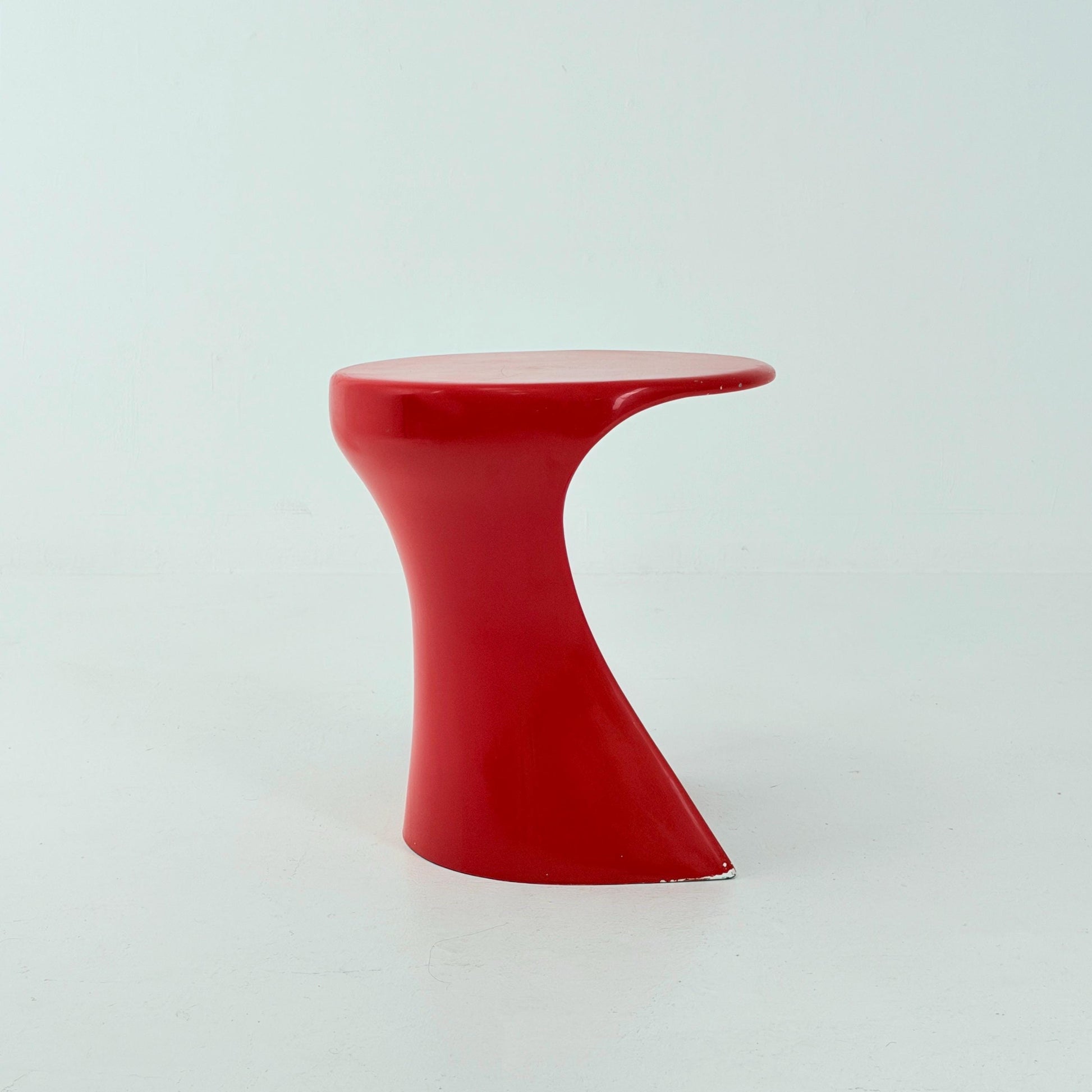 Rare Space Age Red Fiberglass Side Table, Germany 1980s