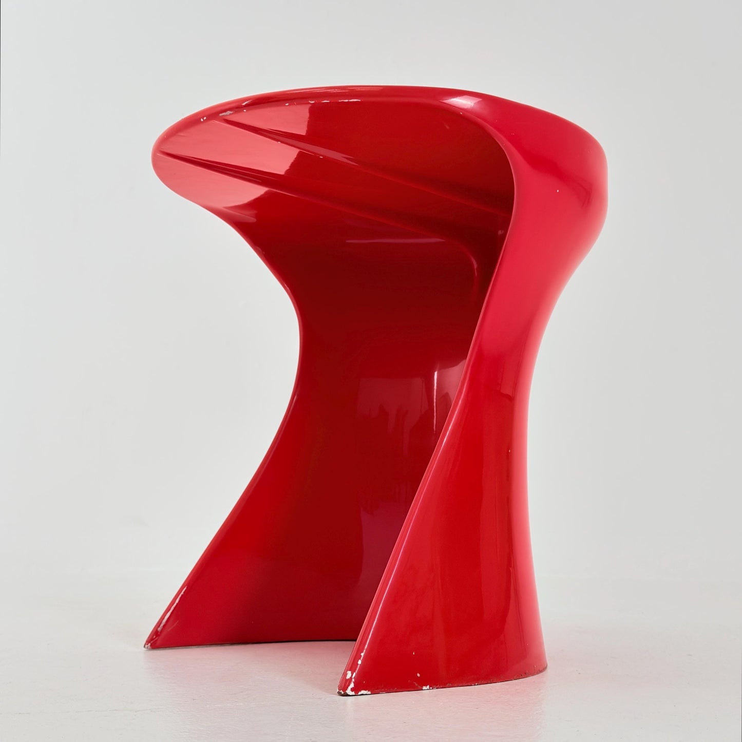 Rare Space Age Red Fiberglass Side Table, Germany 1980s