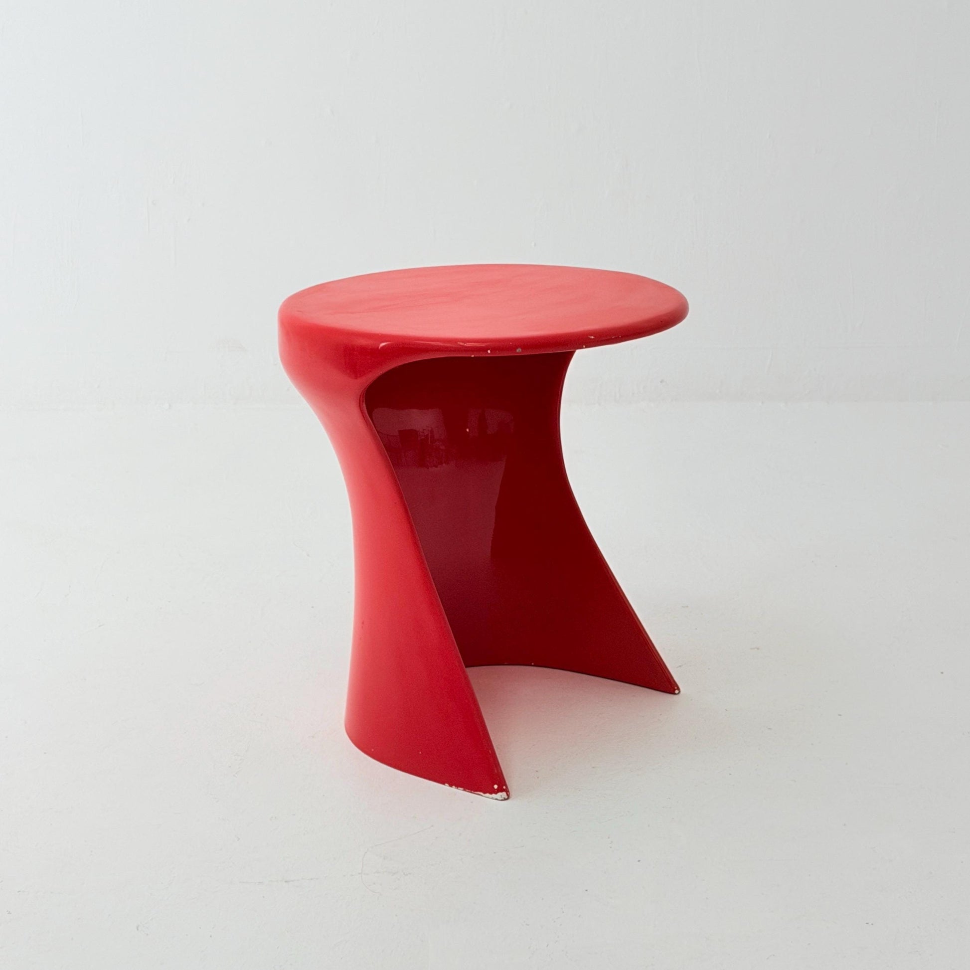 Rare Space Age Red Fiberglass Side Table, Germany 1980s