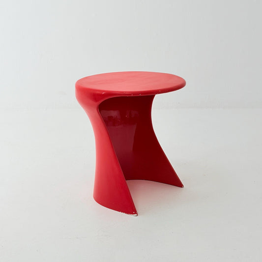 Rare Space Age Red Fiberglass Side Table, Germany 1980s