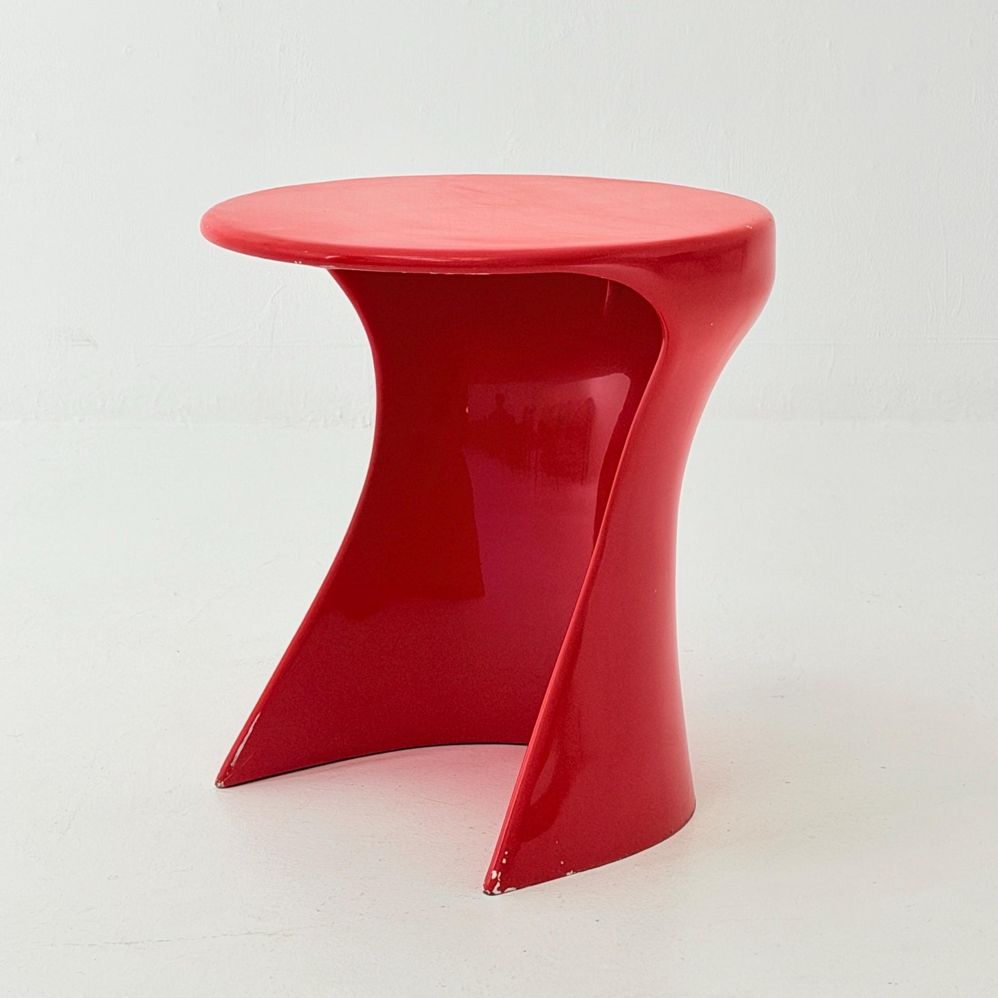 Rare Space Age Red Fiberglass Side Table, Germany 1980s