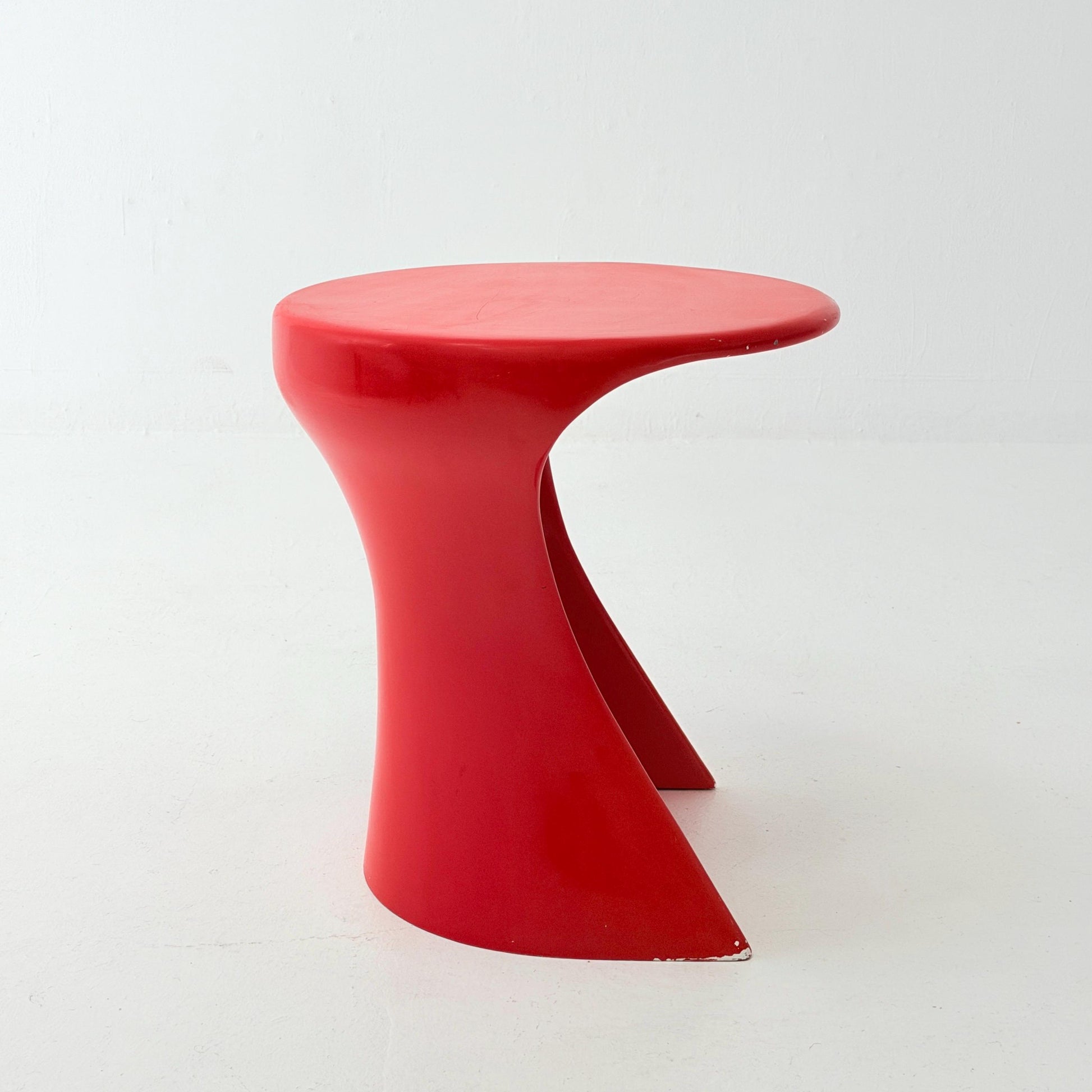 Rare Space Age Red Fiberglass Side Table, Germany 1980s