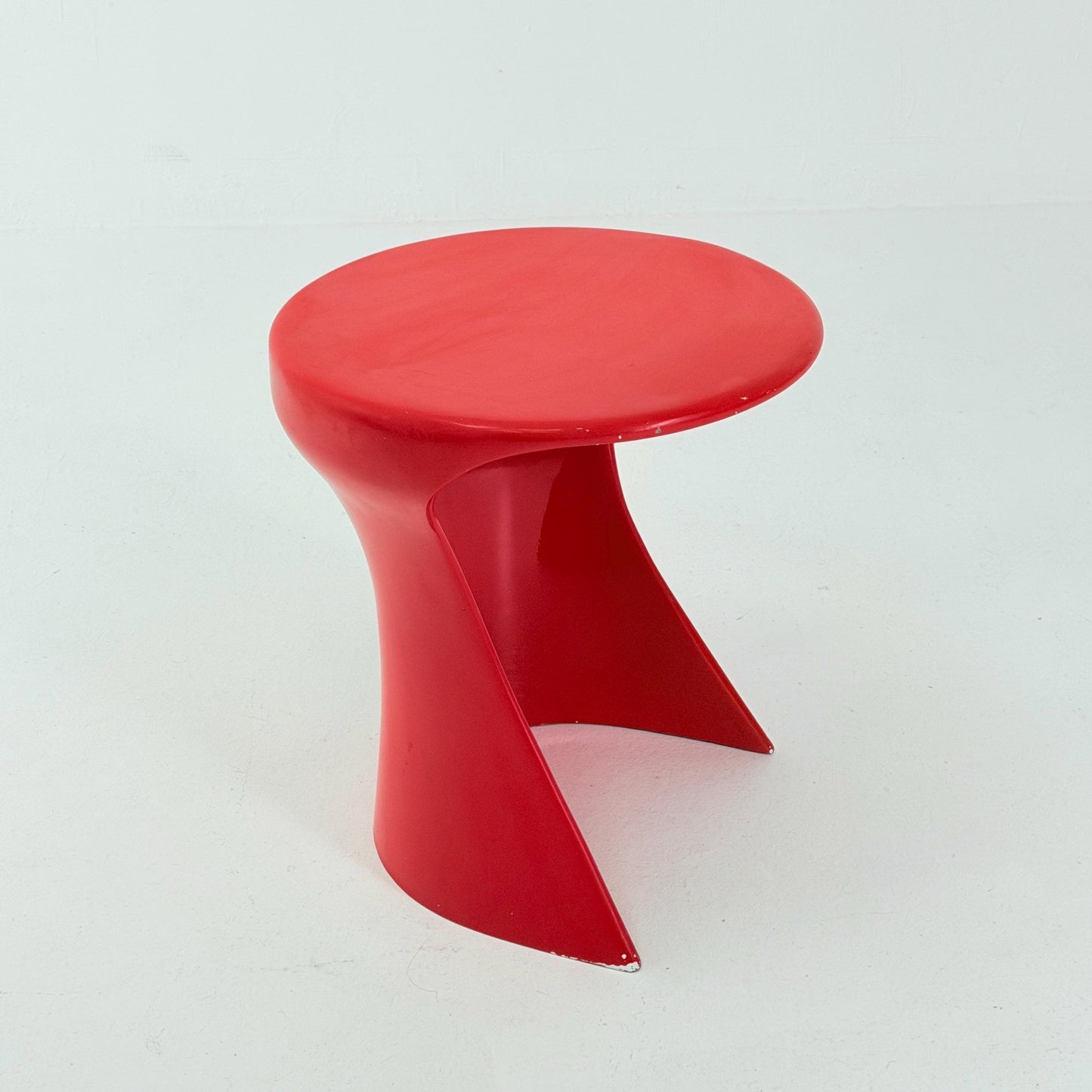 Rare Space Age Red Fiberglass Side Table, Germany 1980s