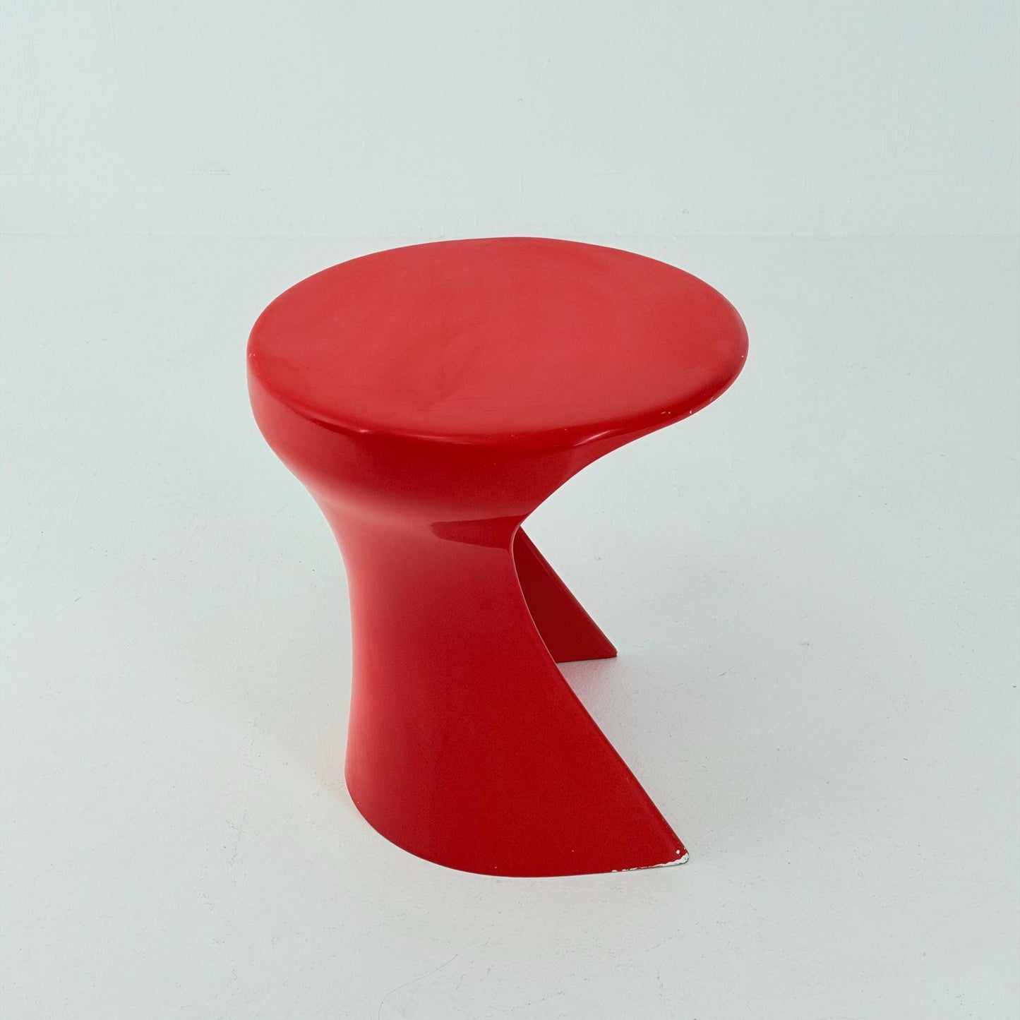 Rare Space Age Red Fiberglass Side Table, Germany 1980s