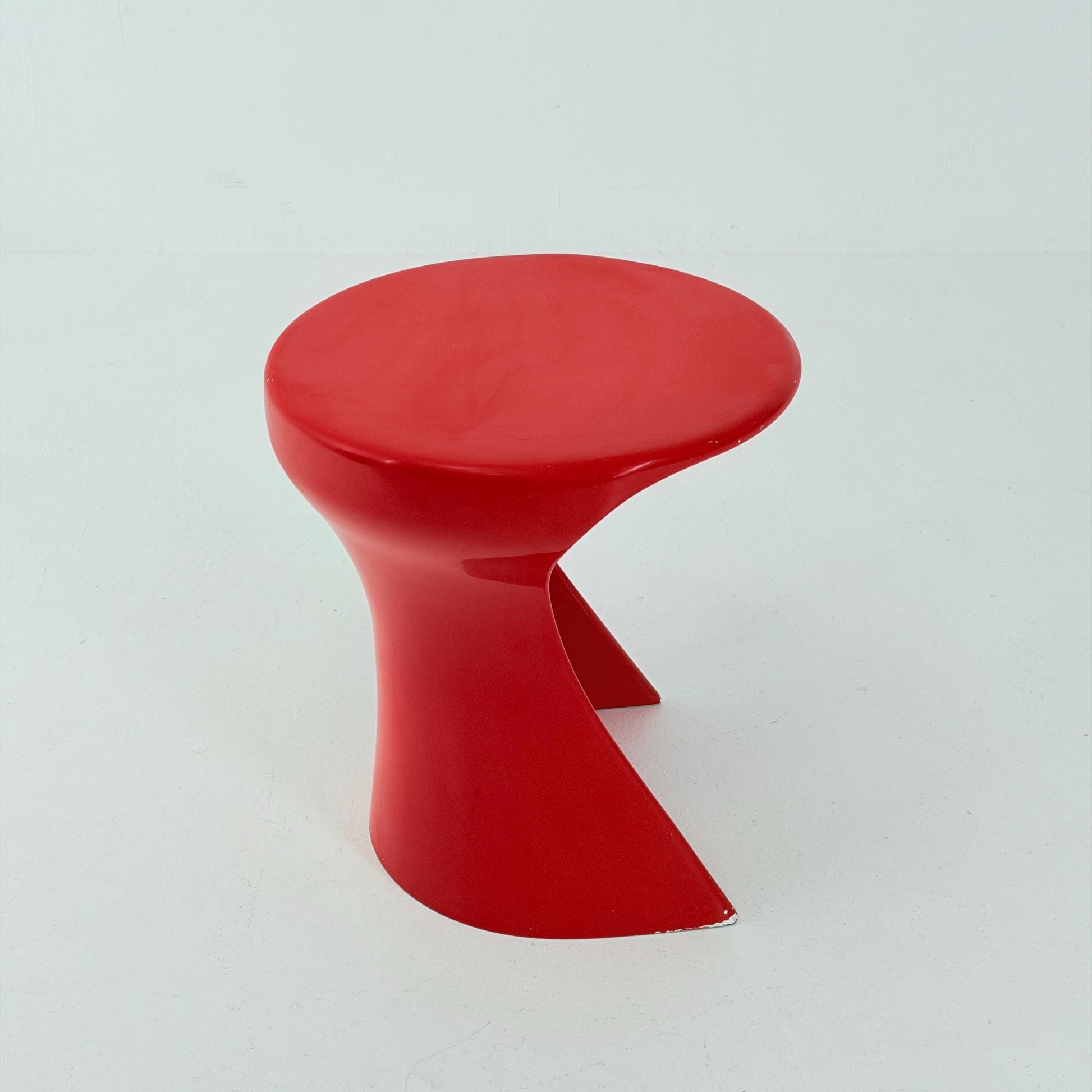 Rare Space Age Red Fiberglass Side Table, Germany 1980s